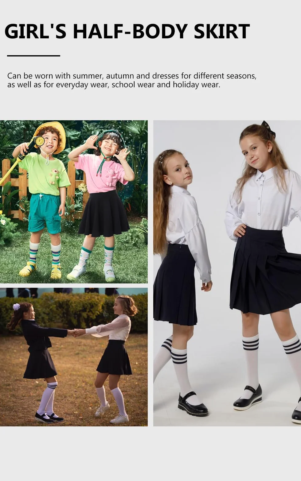 Spódnica mini dla dziewczynek rozciągliwa rozkloszowana plisowana skaterska
