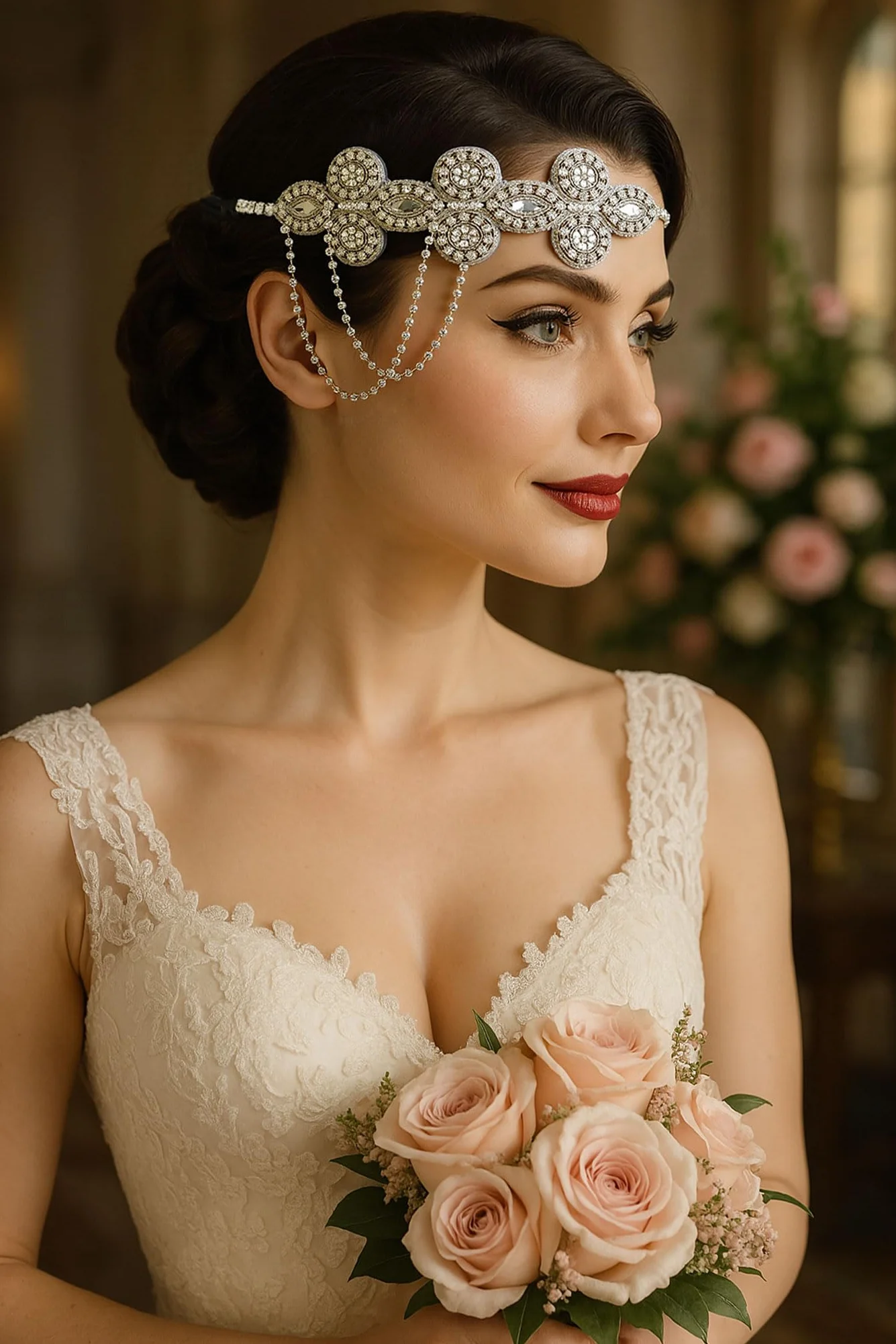BABEYOND Akcesoria w stylu lat 20. XX wieku, akcesoria kryształowe Gatsby, akcesoria damskie, wesele, nakrycie głowy Gatsby, akcesoria do włosów