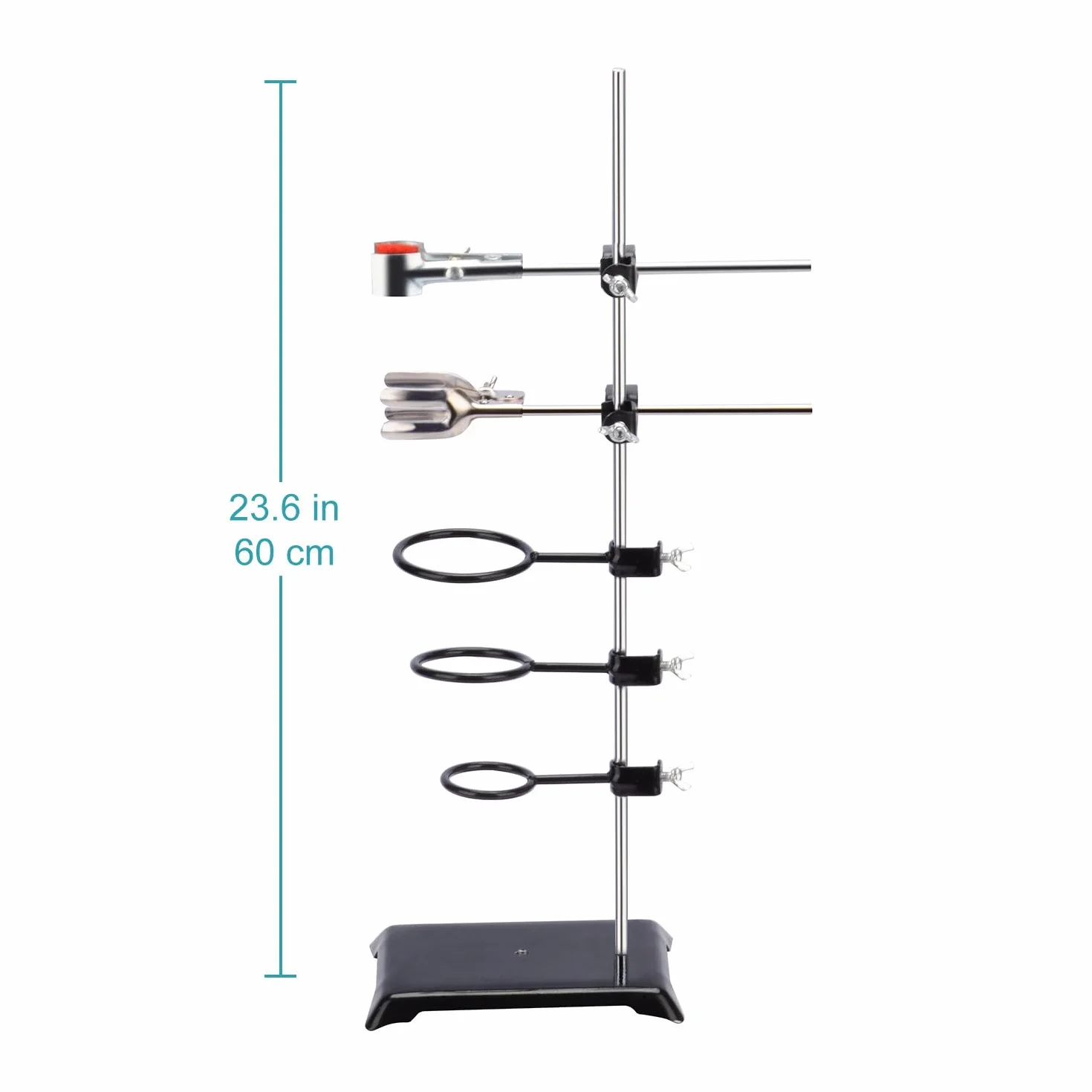 Zestaw Statywu Laboratoryjnego Stalowy Stojak Wsporczy 60 cm z Prętem 4-Zębny Zacisk do Biurety