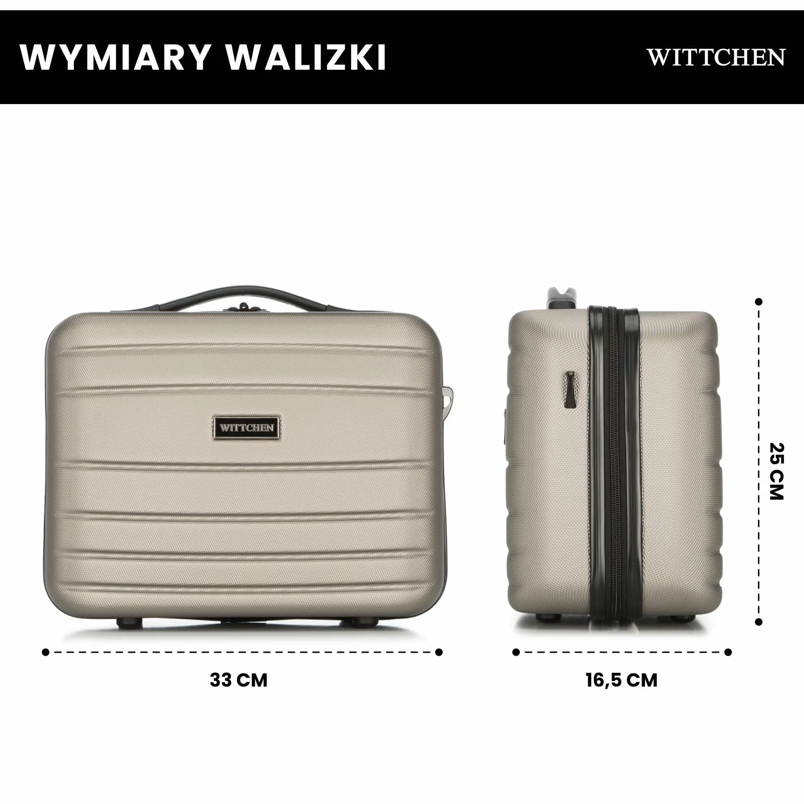 WITTCHEN GLOBE Line Kosmetyczka podróżna Torba na kosmetyki Etui Twarda kosmetyczka ABS Elastyczny pas Pasek na ramię Szampański