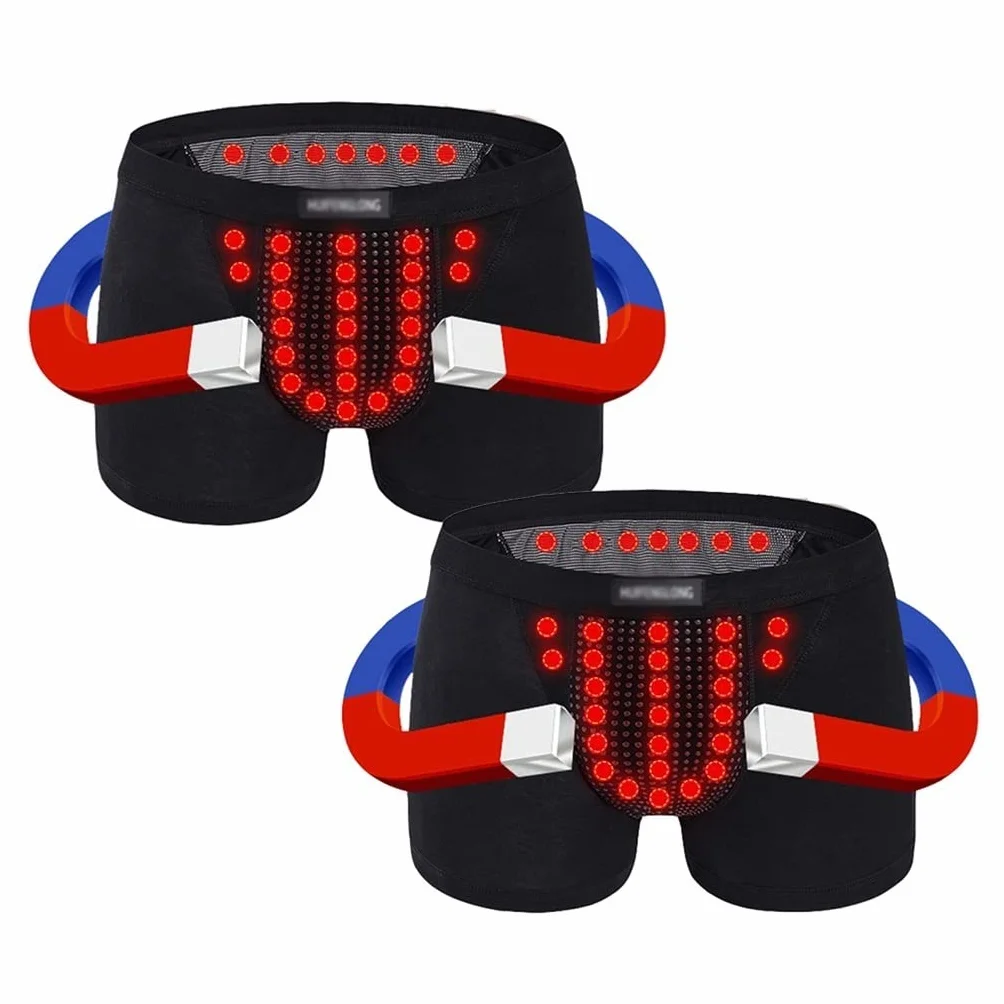 Bielizna Powiększająca Męska Magnesy Energetyczne Bokserki Terapia Magnetyczna Wewnętrzne Spodnie do Opieki Zdrowotnej Poprawa Męskiej Siły (Color : Black-2pcs, Size : XXL)