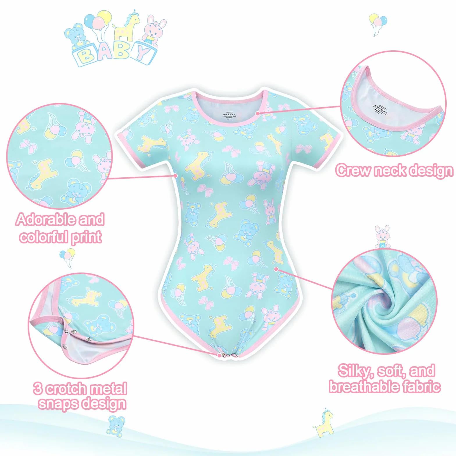 LittleForBig Jedwabiste śpioszki Onesie Piżama Body Baby Parade