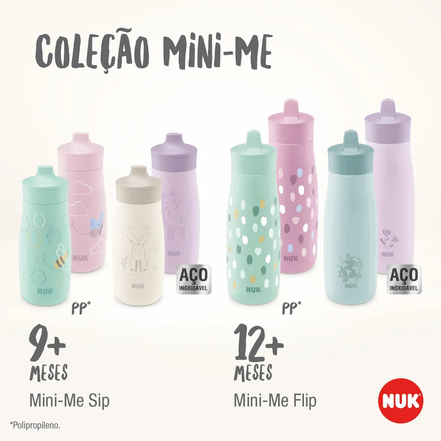 NUK Mini-Me Flip butelka do picia | z niegryzalną nasadką do picia 2 w 1 | zabezpieczona przed wyciekiem | 450 ml | od 12 miesięcy | bez BPA | 1 sztuka | kolor fioletowy