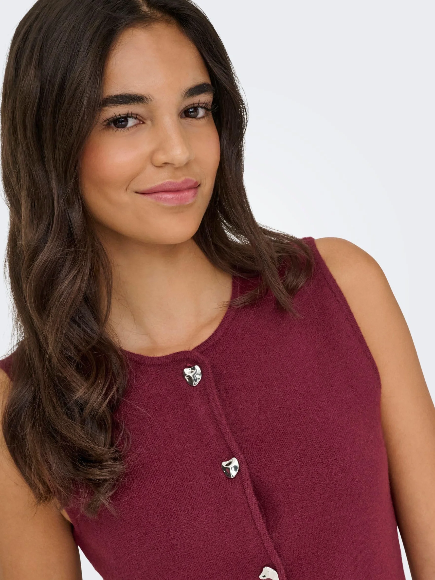 Onlibi Button Sl Vest Cc Knt Zinfandel S