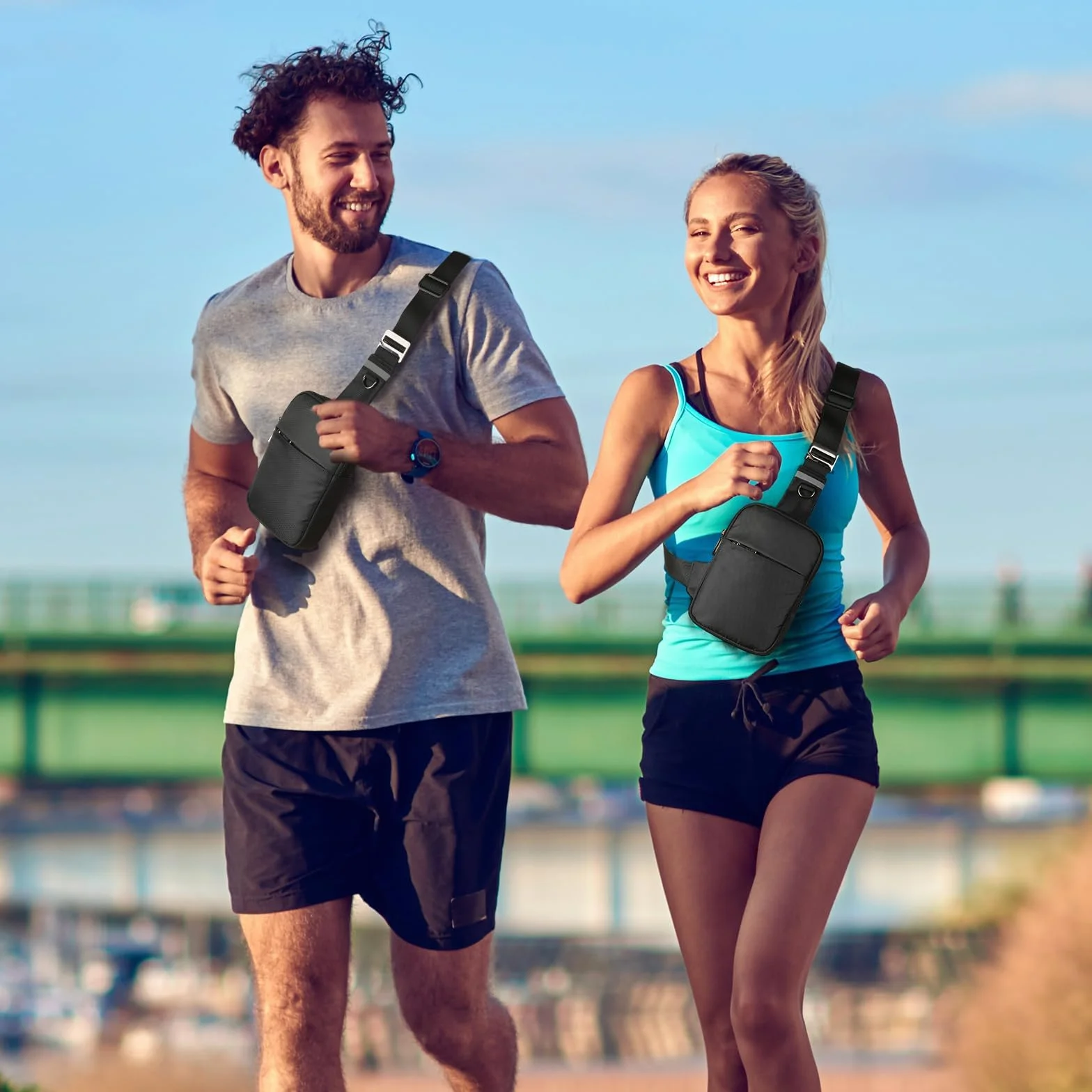 Sling Bag torba na ramię z blokadą RFID, mała na podróż, telefon, sport