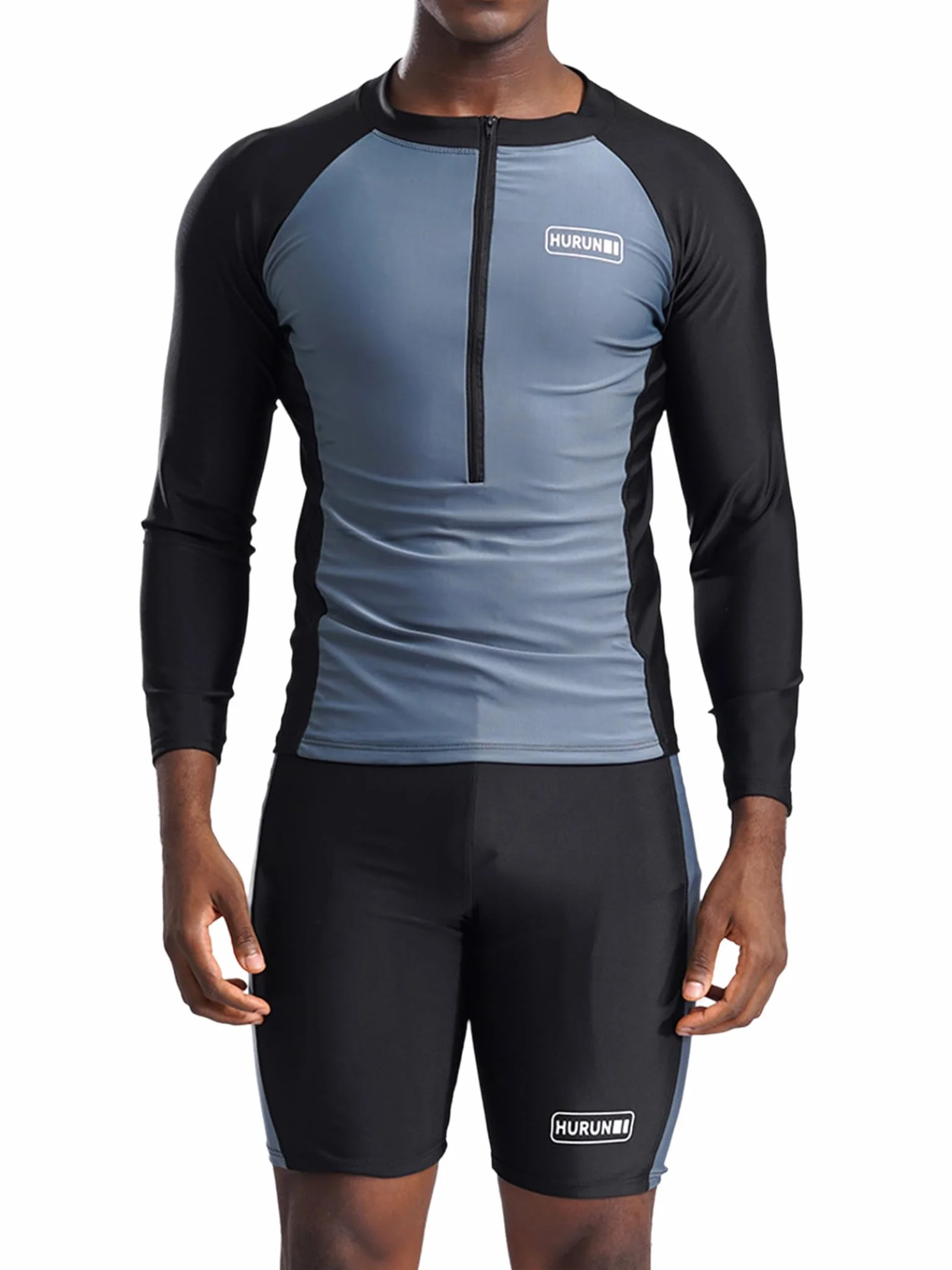 Męski zestaw Rash Guard dwuczęściowy kostium kąpielowy z długim rękawem, koszulka kompresyjna + szorty kąpielowe, letni strój surfingowy, odzież ochronna