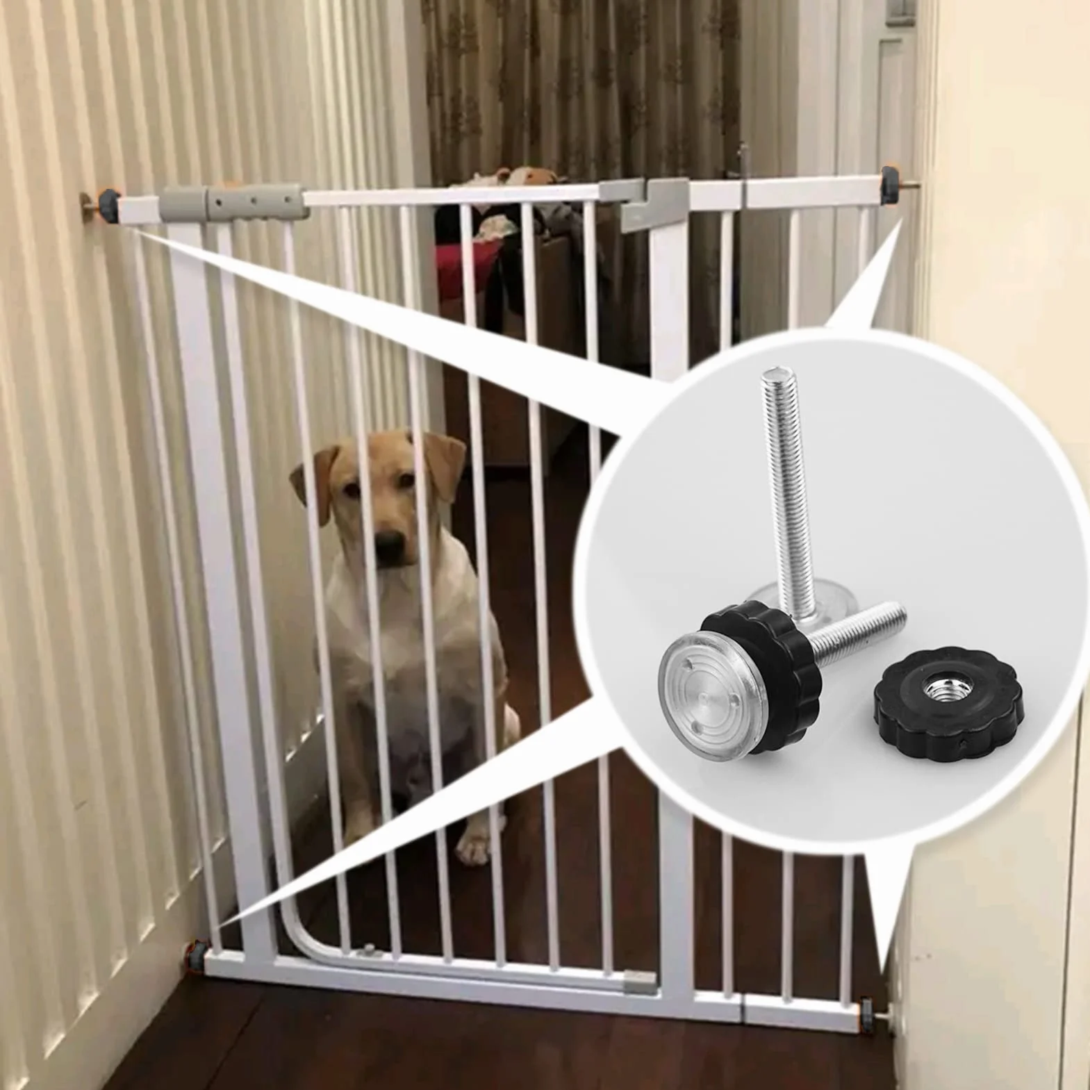 4 opakowania montowanych ciśnieniowo prętów gwintowanych Baby Gates, akcesoria zestaw bolców śrubowych do bramek schodowych, kratka dla psa, kratka dla zwierząt domowych