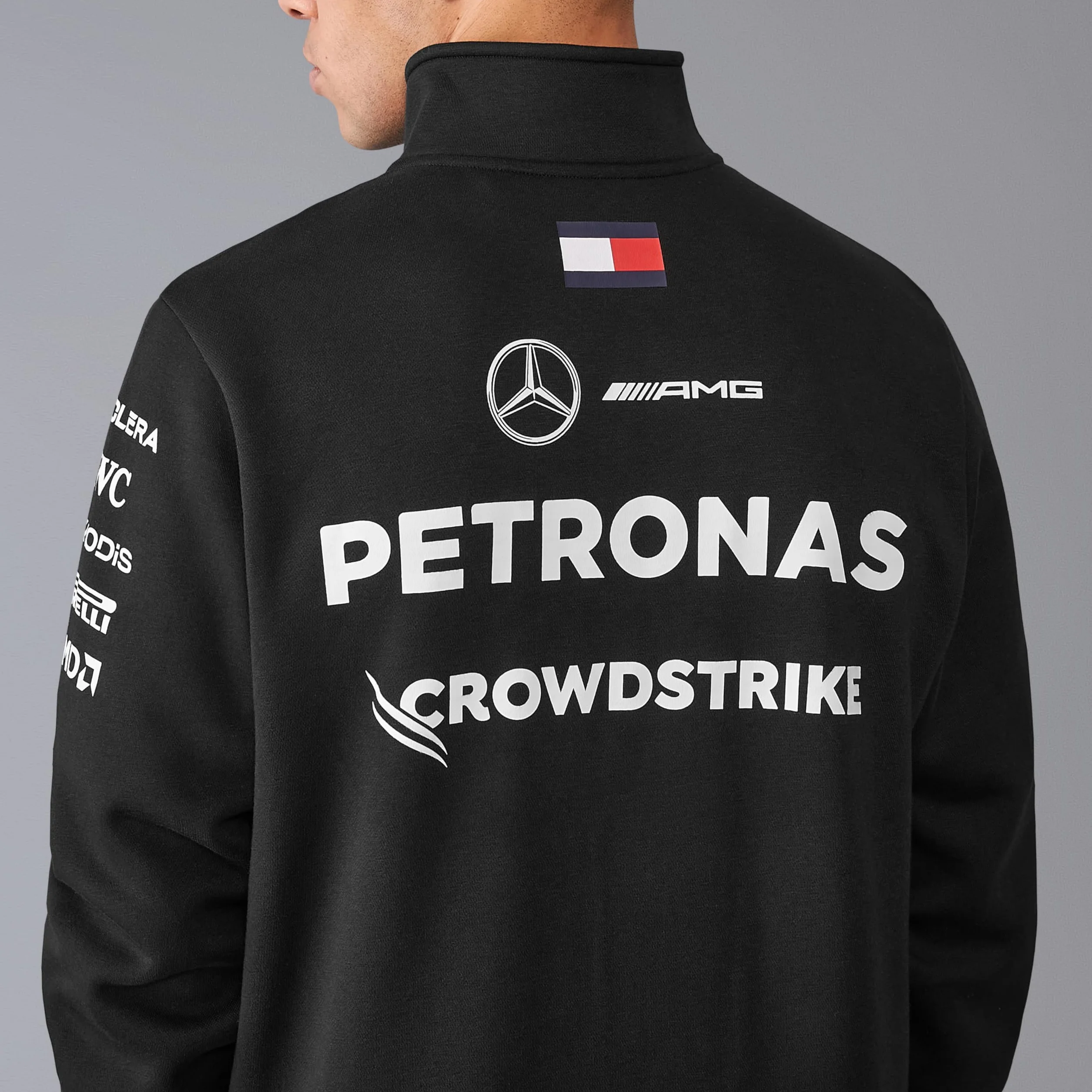 Mercedes AMG Petronas F1 Męski sweter z zamkiem błyskawicznym 2024 - czarny