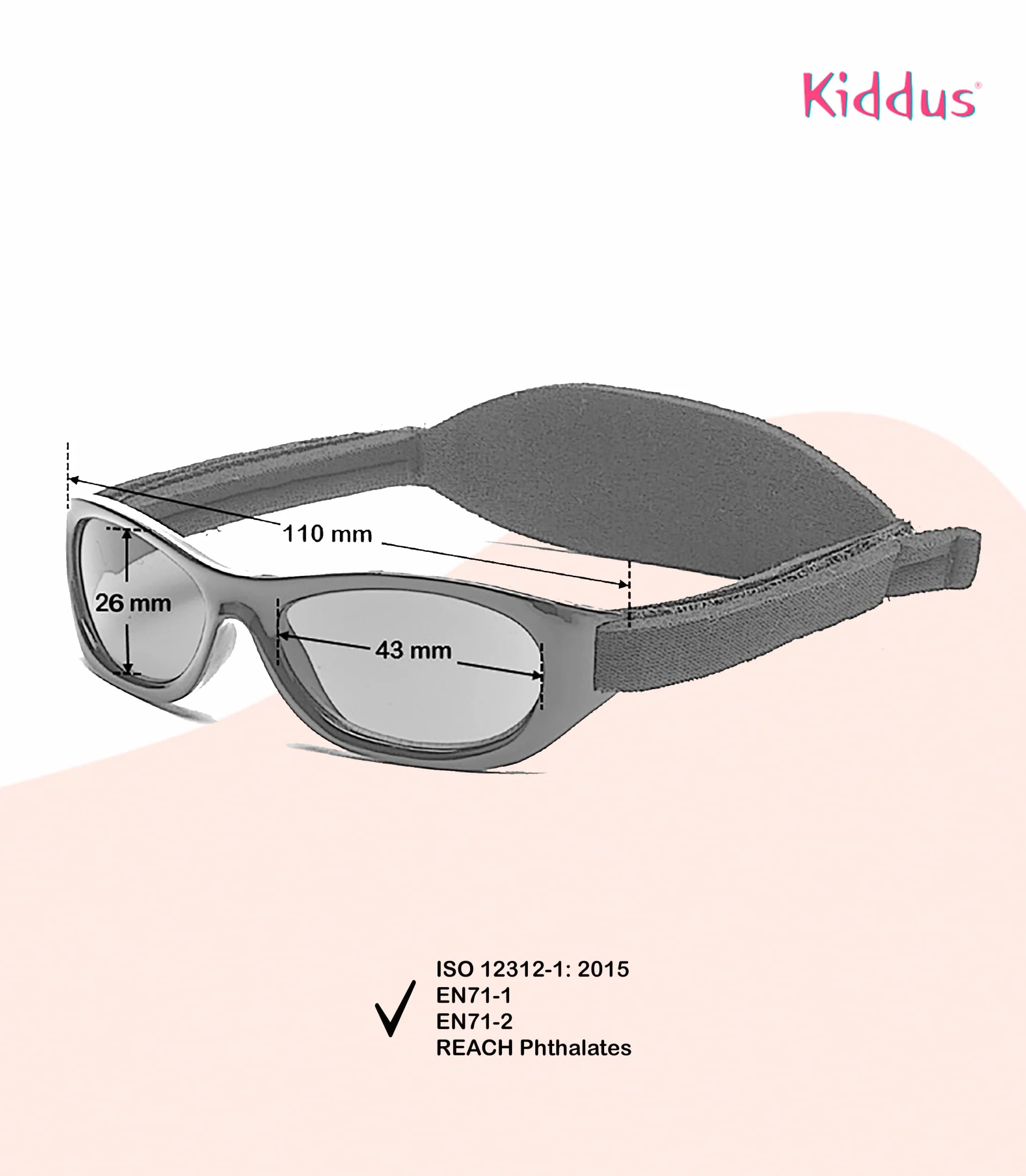 Kiddus Okulary Baby dla noworodków i niemowląt, dziewczynek i chłopców 0 m-ca – 2 lata. Filtr UV400, 100% ochrona przed promieniowaniem UV. Miękka, regulowana opaska. Wygodne i bezpieczne.