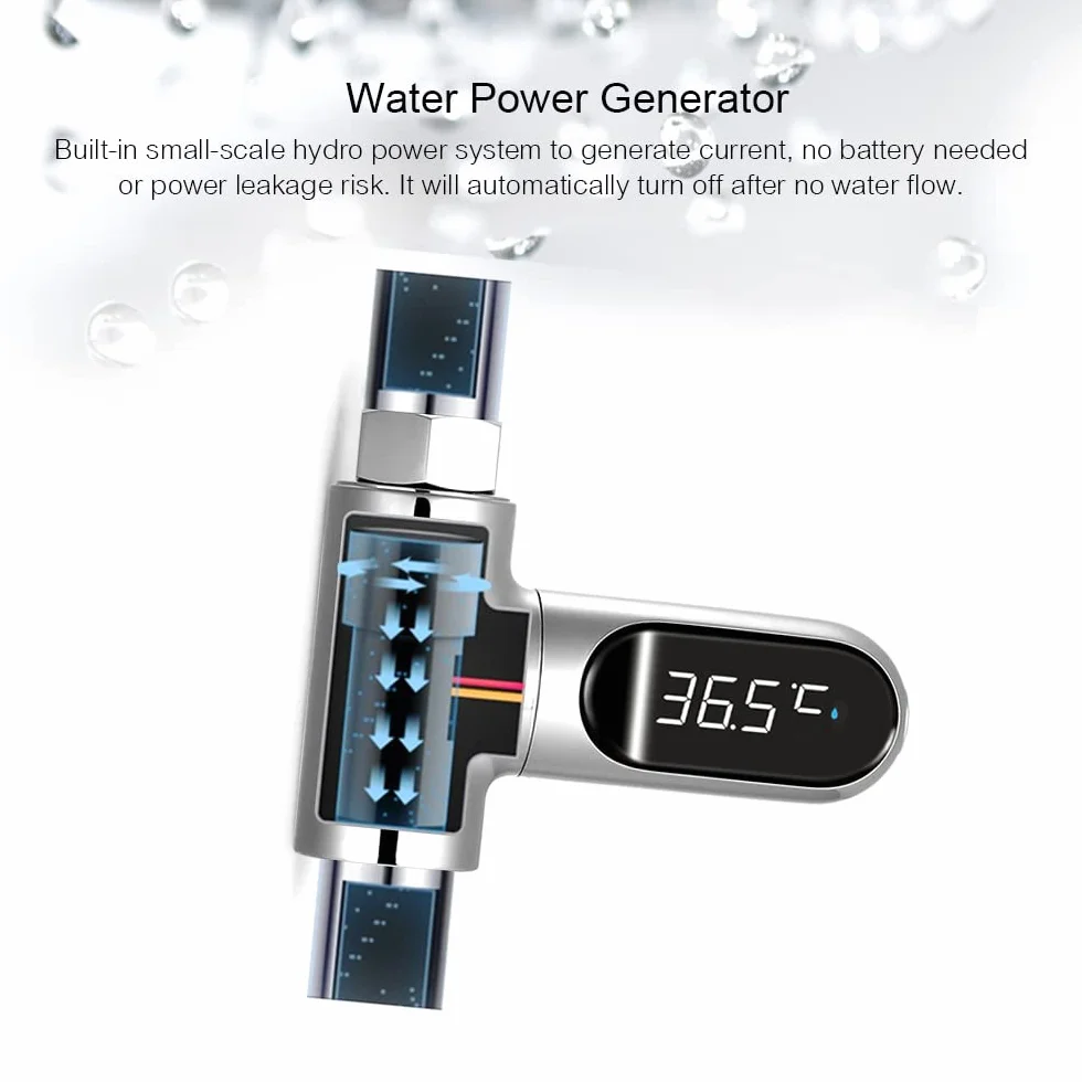 Tidyard Cyfrowy wyświetlacz temperatury prysznica LED 0 ~ 100 ℃ termometr do wody kąpielowej, wskaźnik Celsjusza/Fahrenheita, obracany o 360° klosz do głównej kuchni i łazienki
