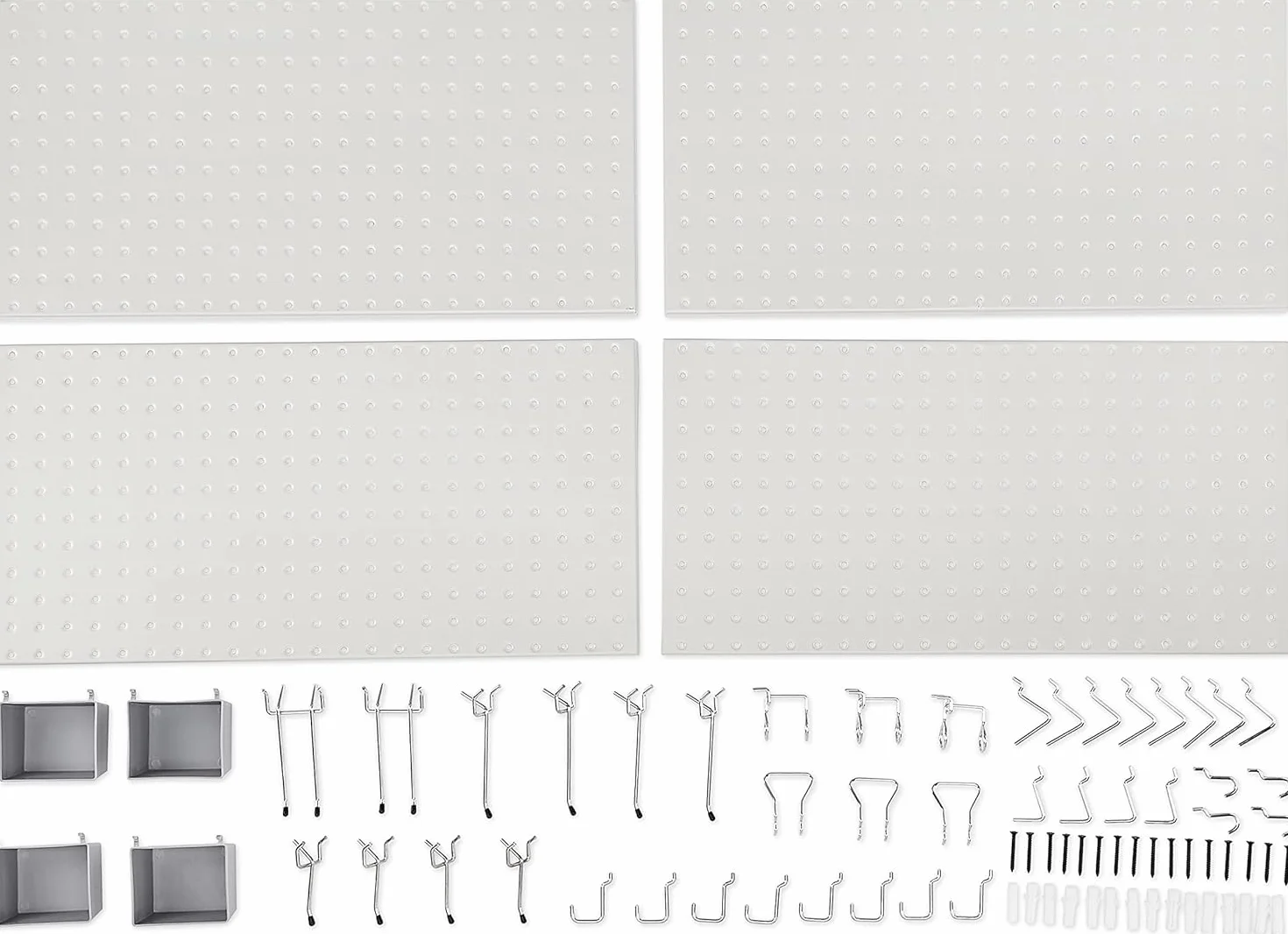 Amazon Basics – zestaw prostokątnych metalowych tablic perforowanych, 48 szt., kolor szary.