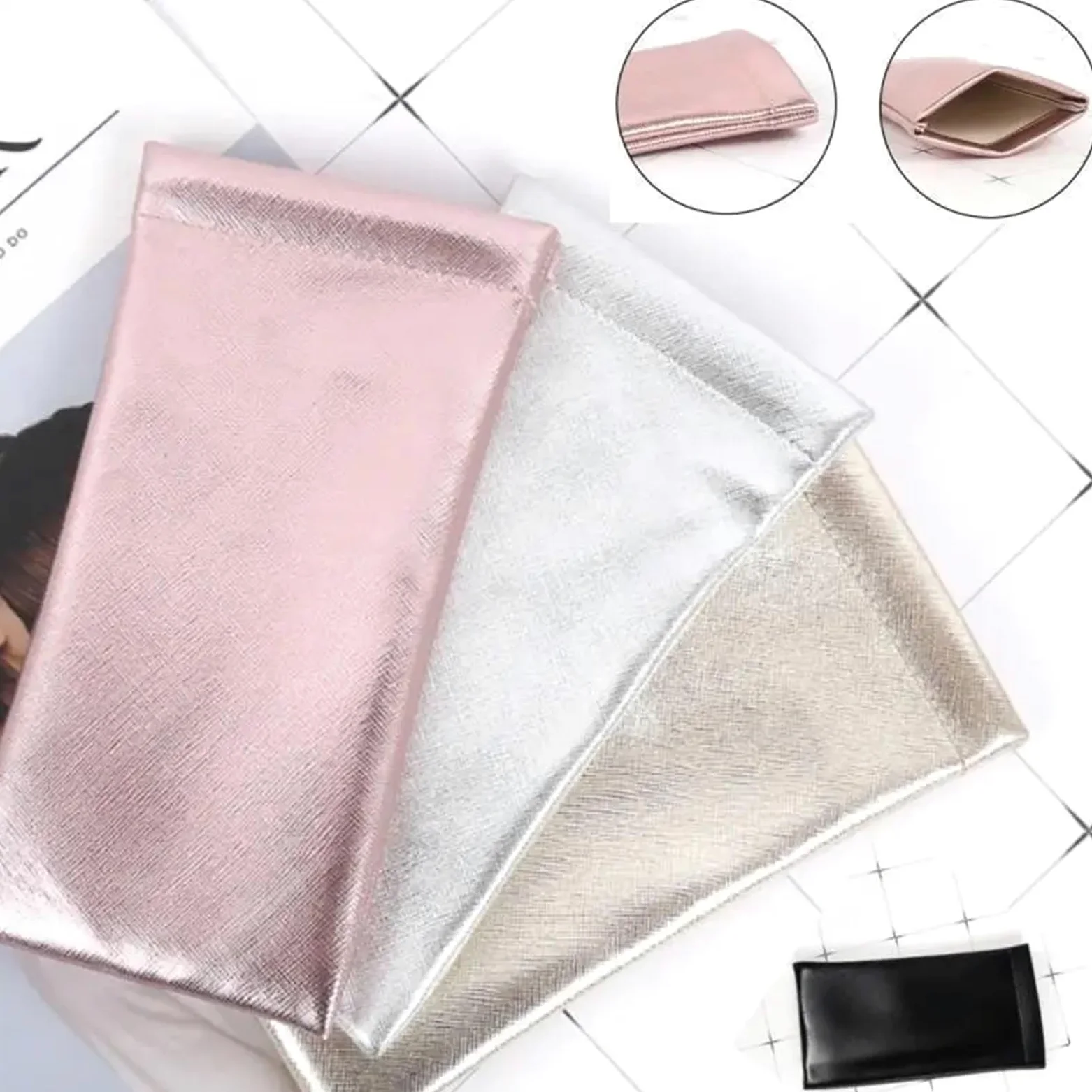 Etui na okulary przeciwsłoneczne Tkana torba ochronna ze skóry PU(2,12Pcs)