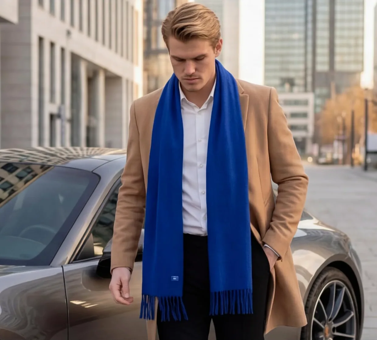 Szal męski kaszmirowy stylowy wiosna 185 x 65 cm elegancki na formalne okazje kaszmirowy szal pashmina szalik wełniany szal wełniany jednokolorowy
