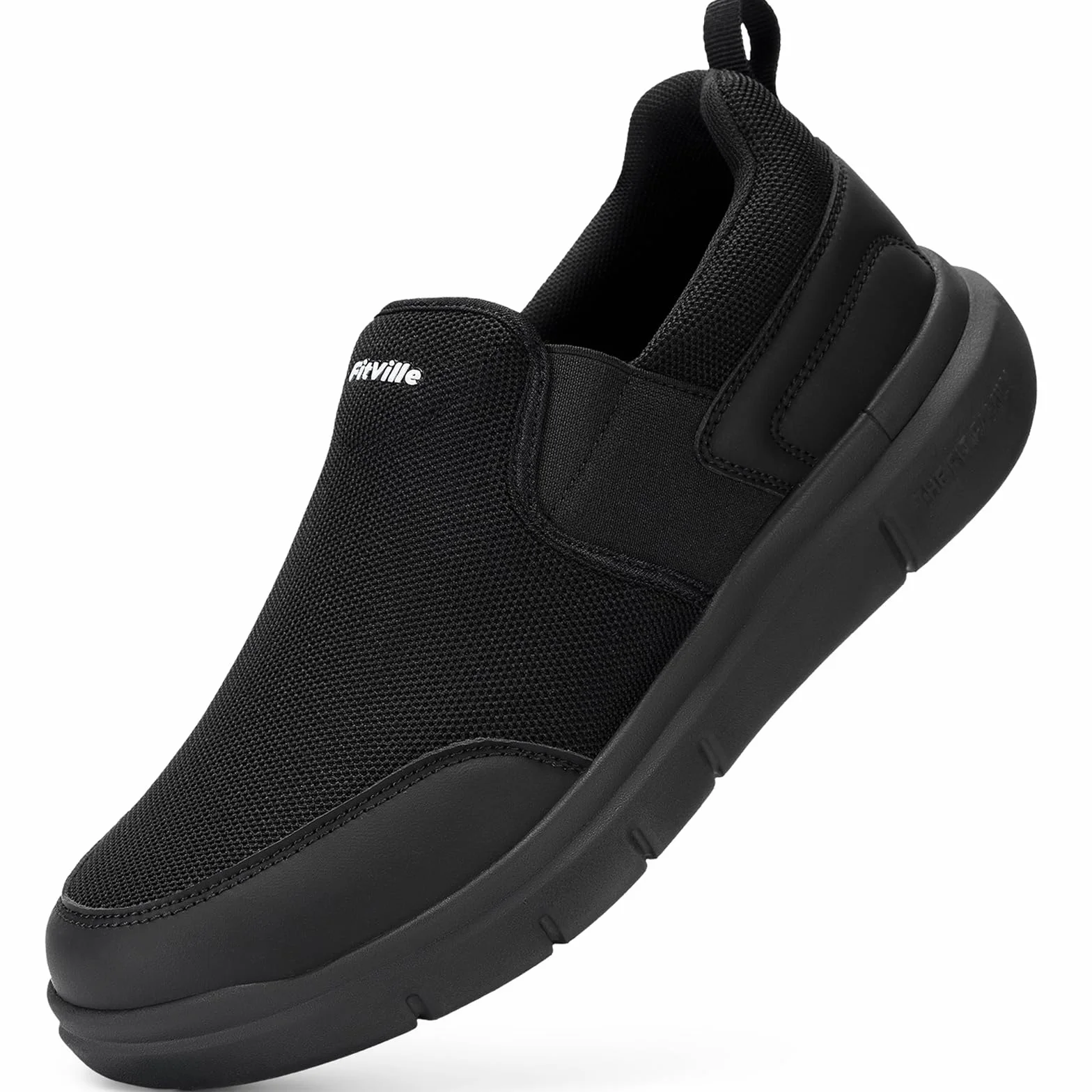 FitVille Slip On Sneaker Męskie bardzo szerokie buty treningowe Antypoślizgowe buty do chodzenia Szerokie buty outdoorowe Wygodne lekkie oddychające buty codzienne