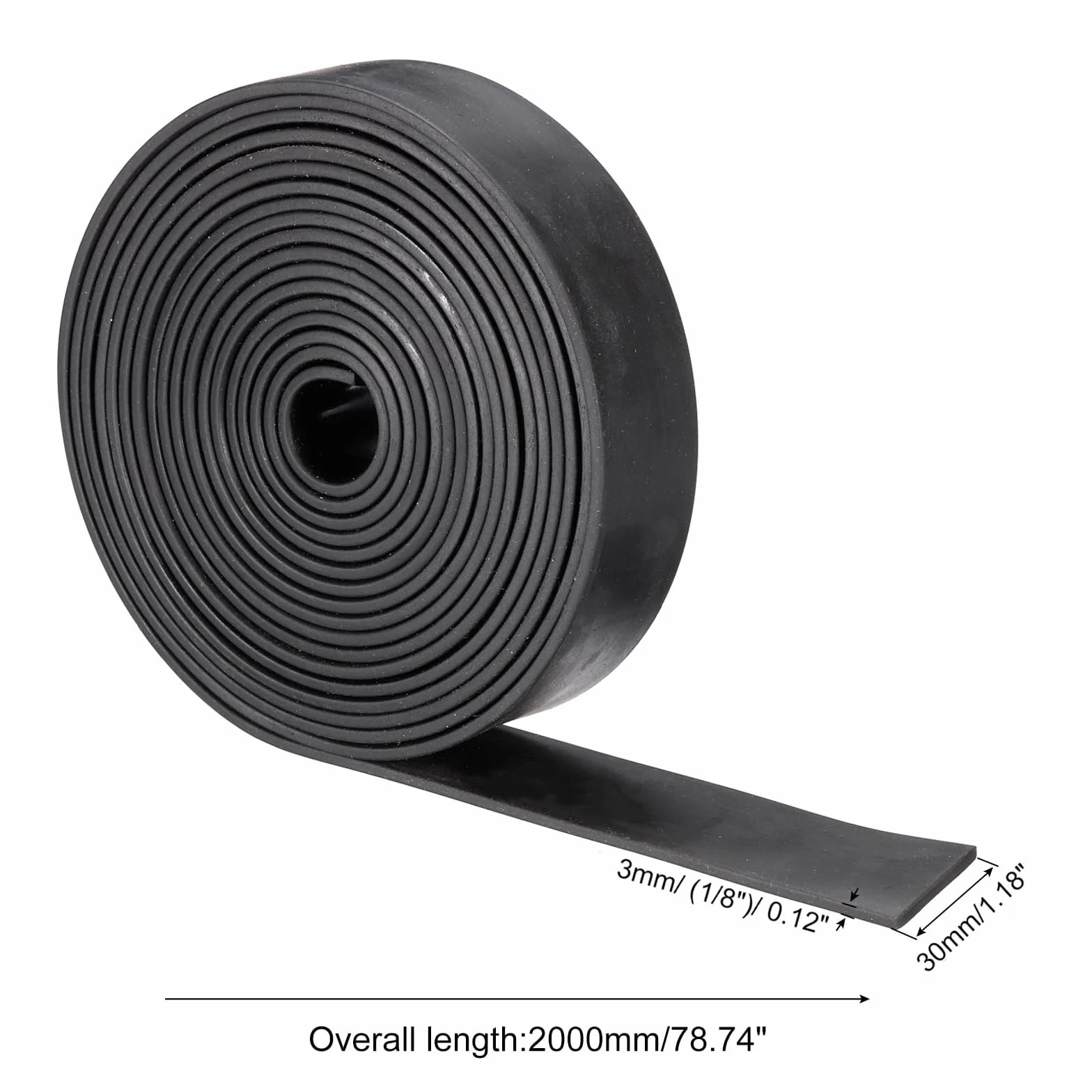 TOP-VIGOR Taśma z gumy neoprenowej, rolka 3 mm (T) x 30 mm (szer.) x 2 m (dł. x szer. x wys.), elastyczna, z litej gumy, do samodzielnego wykonania, uszczelnienie, odporna na warunki atmosferyczne