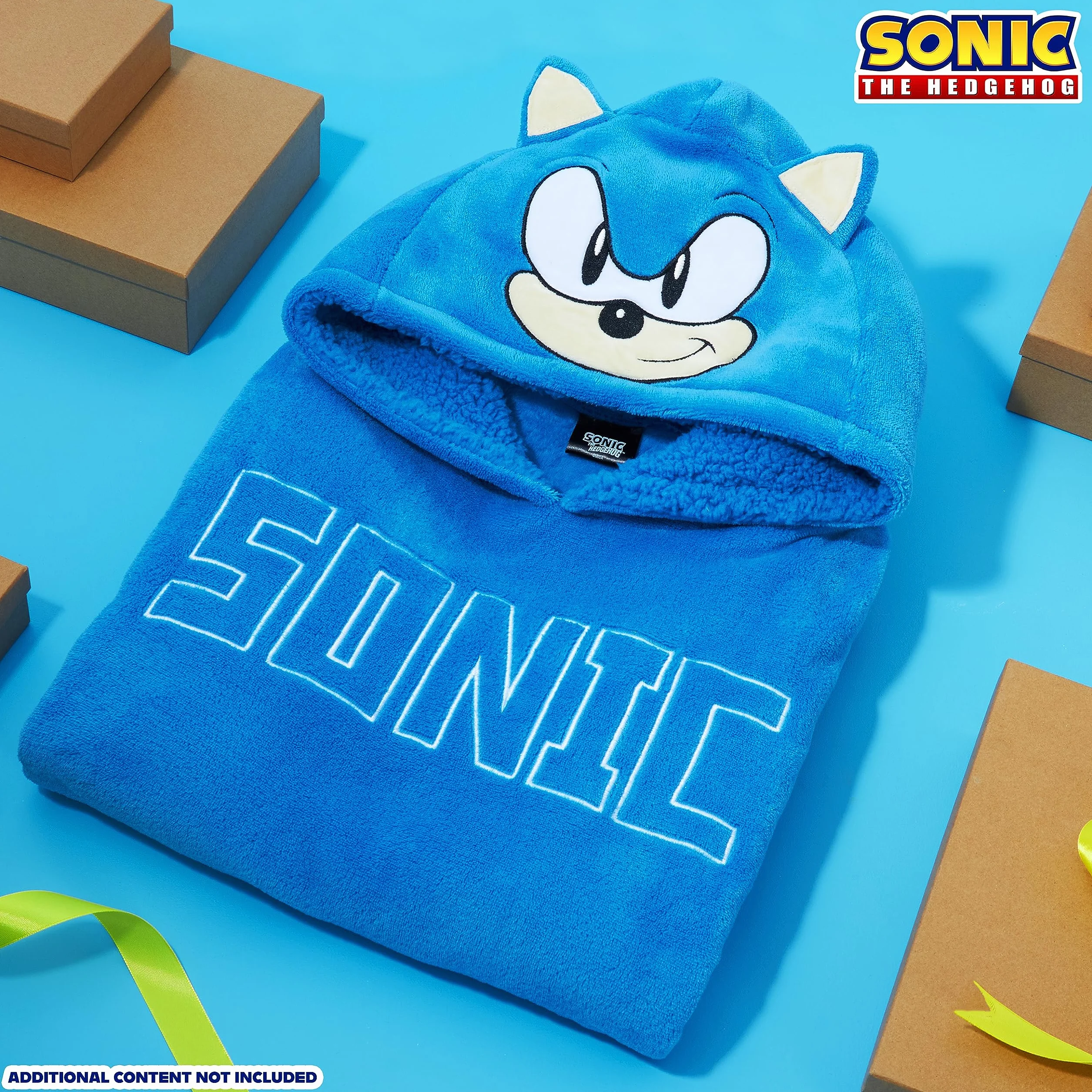 Sonic The Hedgehog Polarowy koc z Kapturem dla Chłopców i Nastolatków Ponadwymiarowe Polarowe Ponczo Jeden Rozmiar Prezenty dla Chłopców