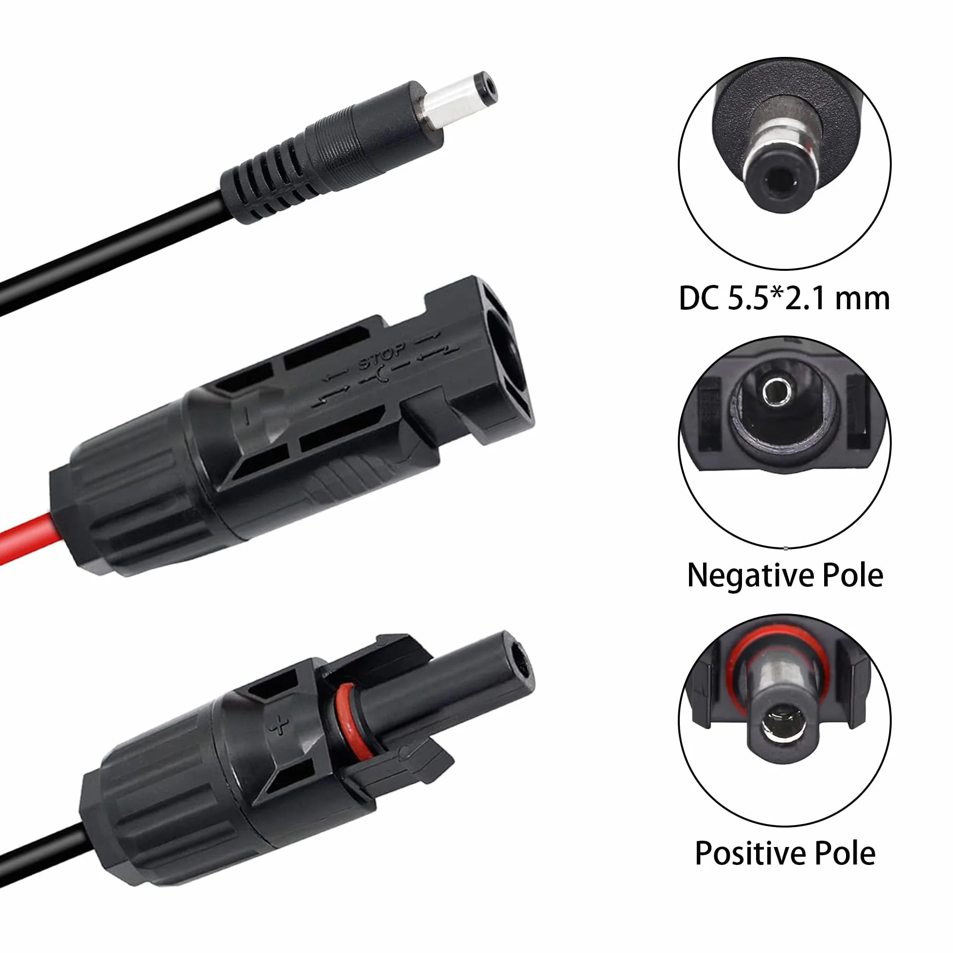 YACSEJAO Złącze panelu słonecznego do DC 5,5 x 2,1 mm, kabel przedłużający Power Extension, 16 AWG, panel słoneczny do kabla do ładowania DC, ładowarka do paneli słonecznych i przenośnego generatora