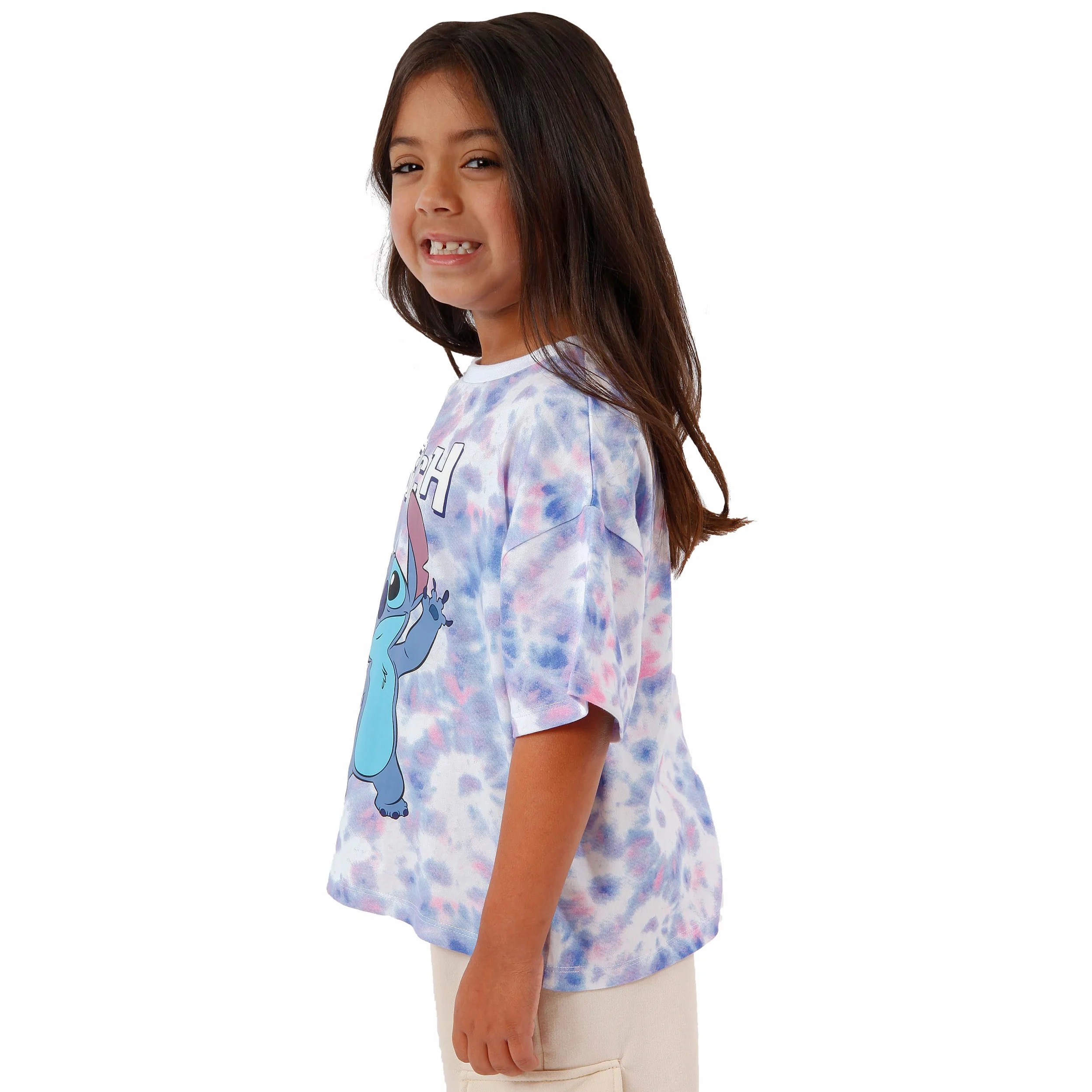 Disney Lilo i Stitch Koszulka | Ubrania w stylu Tie Dye z postacią Stitcha dla dzieci | Oficjalne prezenty Lilo i Stitch dla dziewczynek