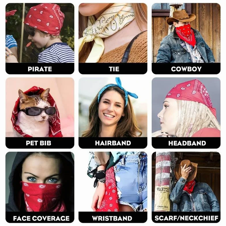 Boolavard 100% bawełna 1 szt., 6 sztuk lub 12 szt. Pack bandany z wzorem Paisley, oryginalny kolor do wyboru nakrycia głowy / włosy, fioletowy, rozmiar uniwersalny