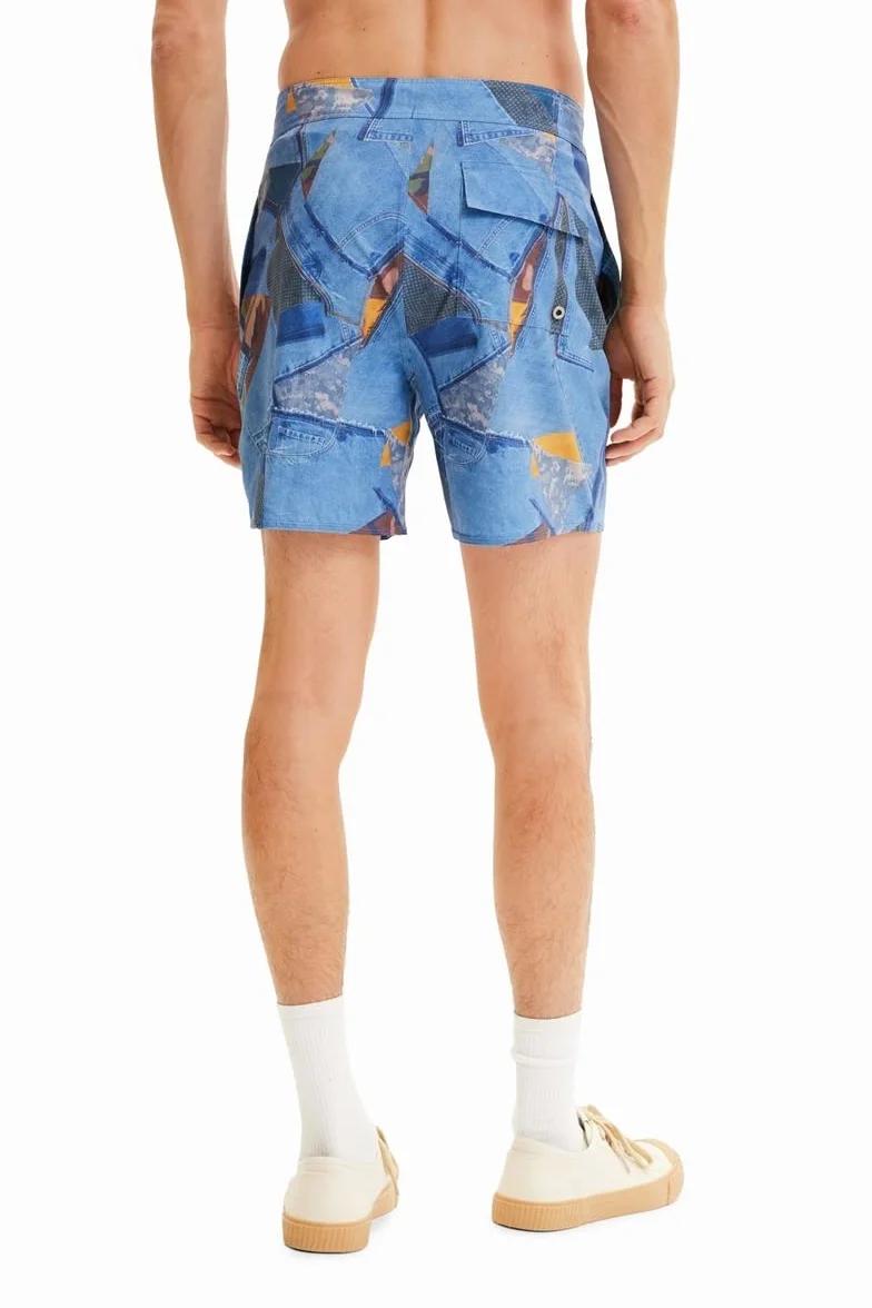 Desigual Bañador_alex 5005 Denim Raw - Szorty męskie WOVEN BOARD Mężczyźni