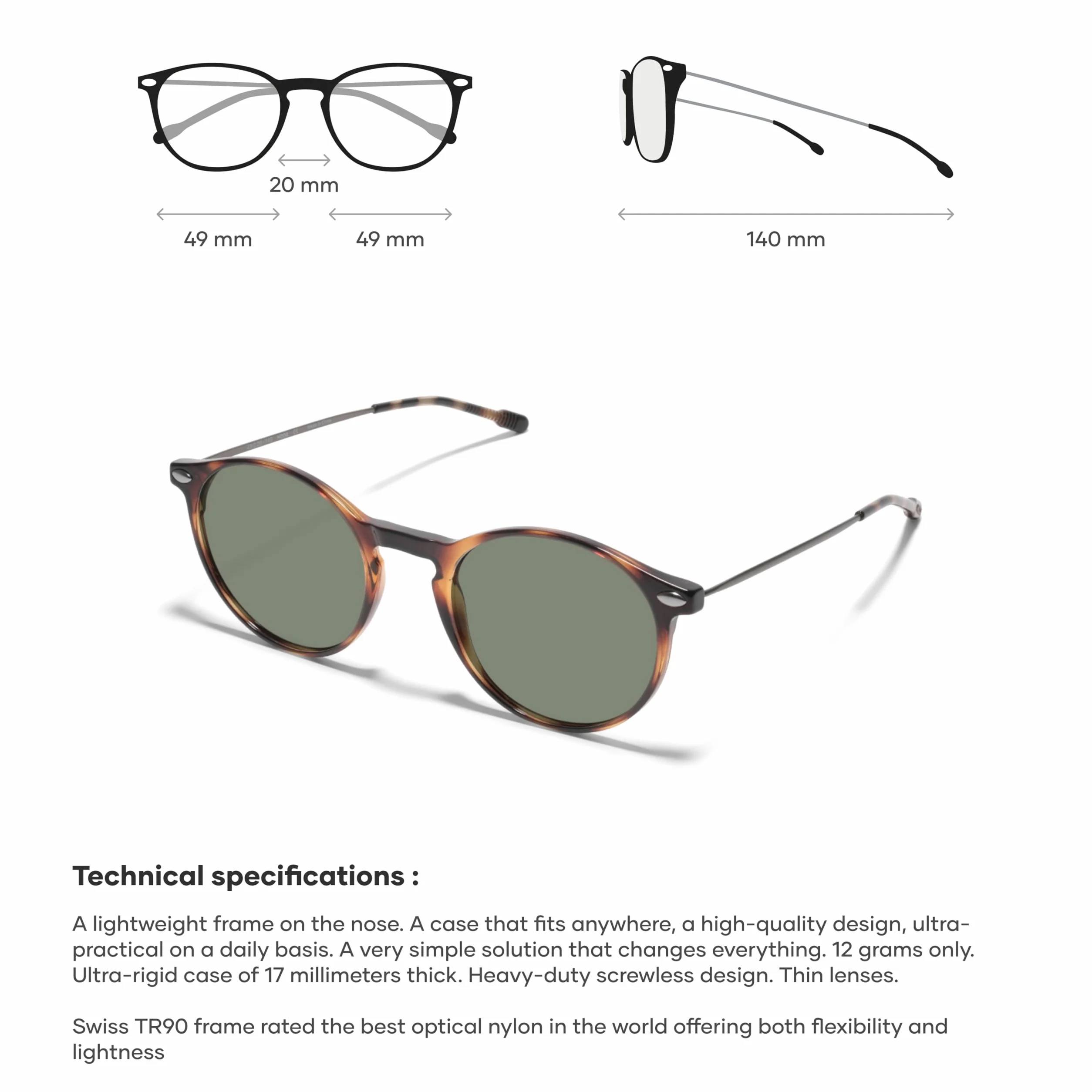 Nooz Optics Unisex polaryzacyjne okulary przeciwsłoneczne – smukłe i stylowe, 100% ochrona przed promieniowaniem UV, okulary przeciwsłoneczne dla mężczyzn i kobiet, z kompaktowym etui, kolekcja CRUZ