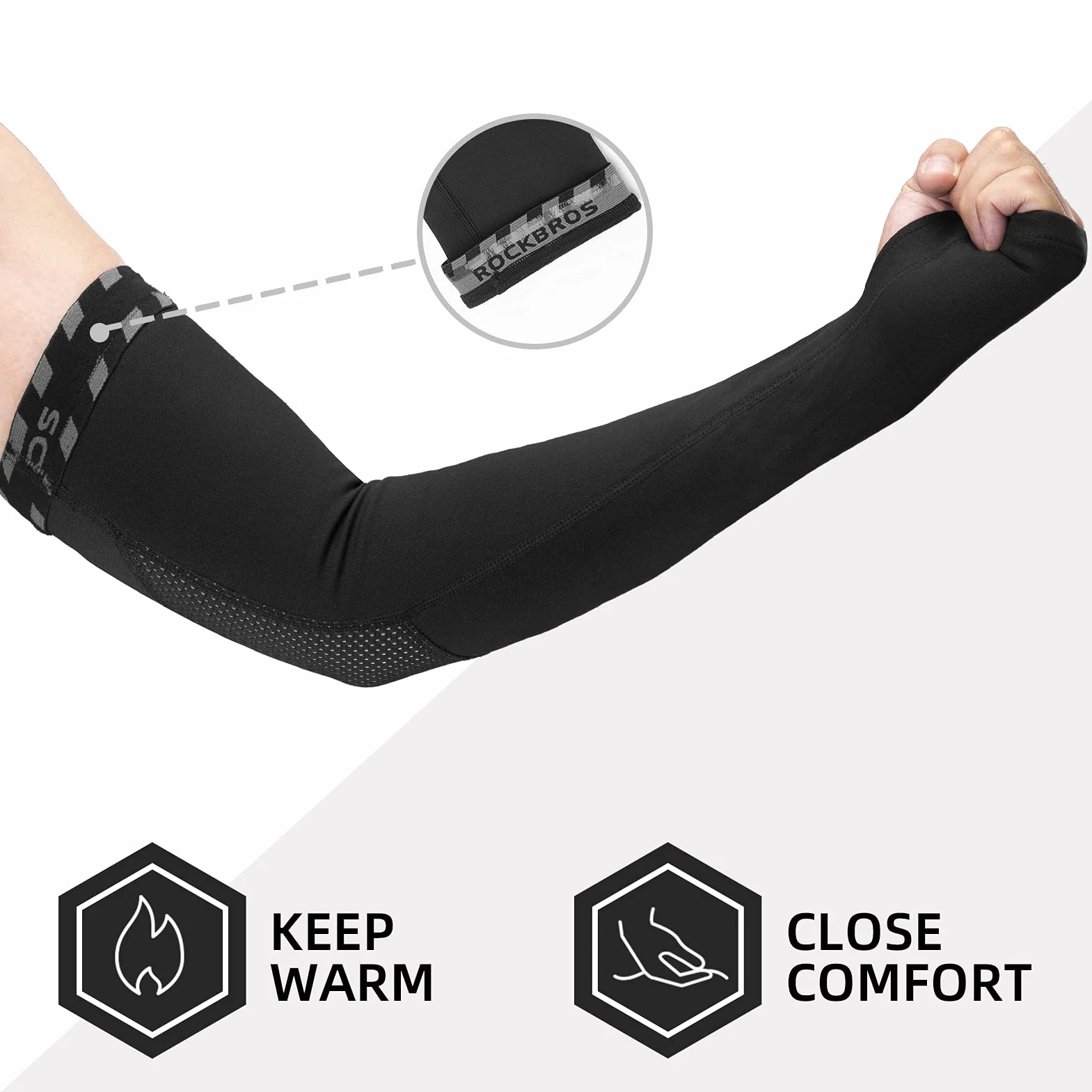 ROCKBROS Rękawy Unisex Rękawy Naramienne Antypoślizgowe Ocieplacze na Ręce ochrona Przed Słońcem UV Wiatroodporny Ciepły do ​​Jazdy na Rowerze Piesze Wycieczki Bieganie na Zewnątrz S-3XL