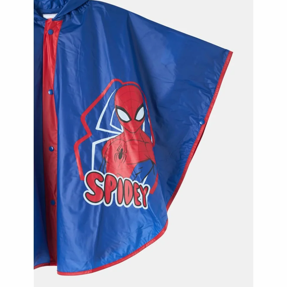 CARTOON Spiderman Marvel przeciwdeszczowa kurtka przeciwdeszczowa dla dzieci ponczo z kapturem i zapięciem na guziki