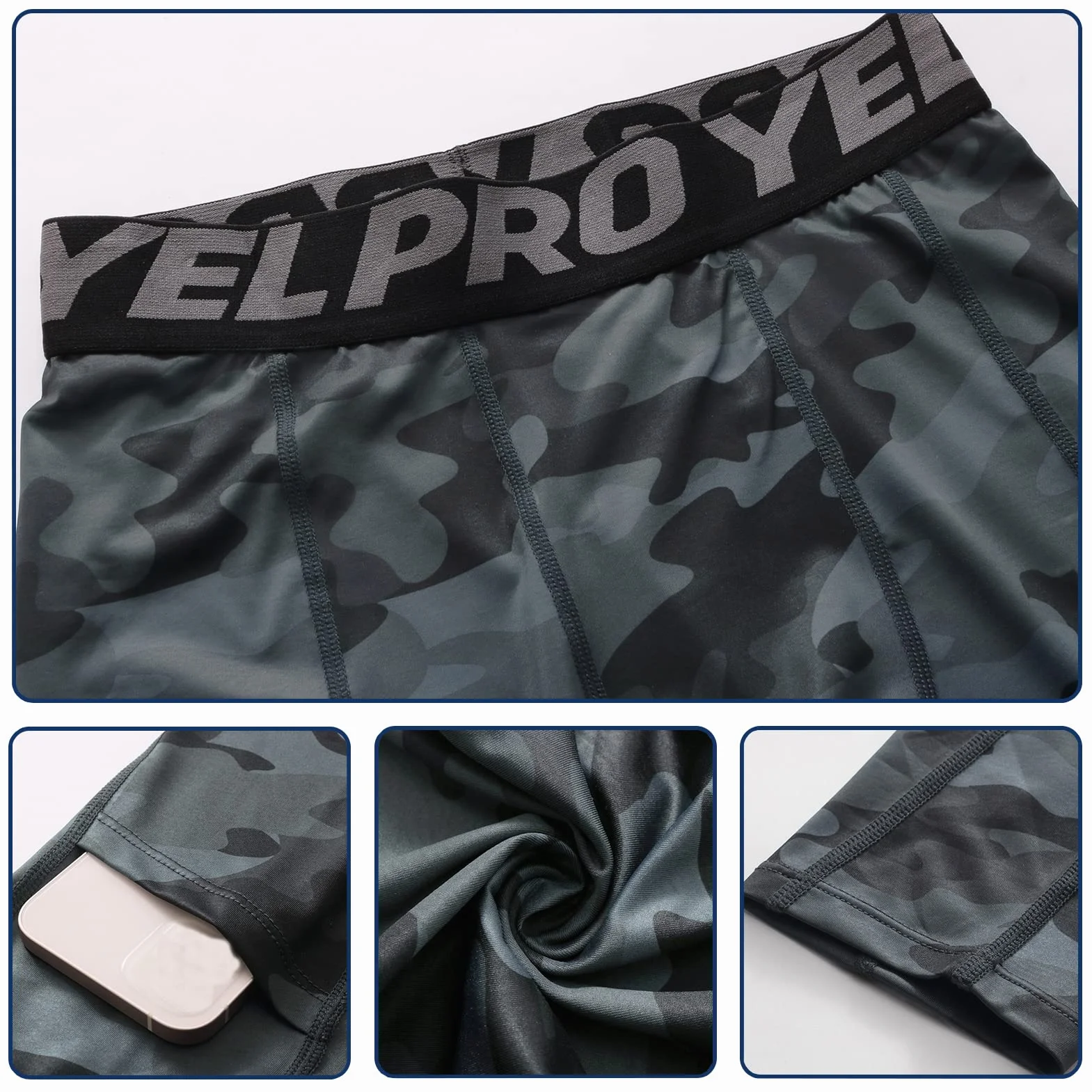 Męskie spodnie kompresyjne z kieszeniami, męskie sportowe legginsy do biegania, szybkoschnące, fitness