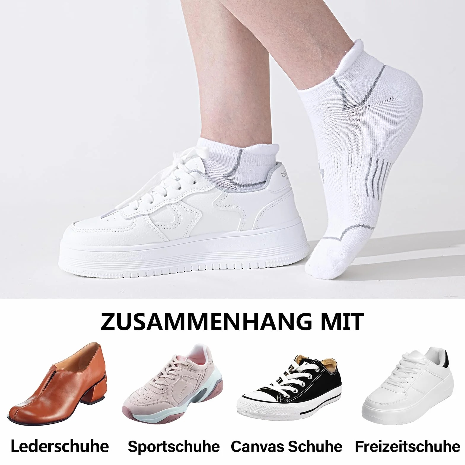 Niorasen Skarpety damskie do sneakersów, rozm. 39-42, 35-38, oddychające, odporne na pęcherze, bawełna, 6 par, skarpety sportowe, bawełniane, krótkie, wyściełane, wielofunkcyjne skarpety do biegania