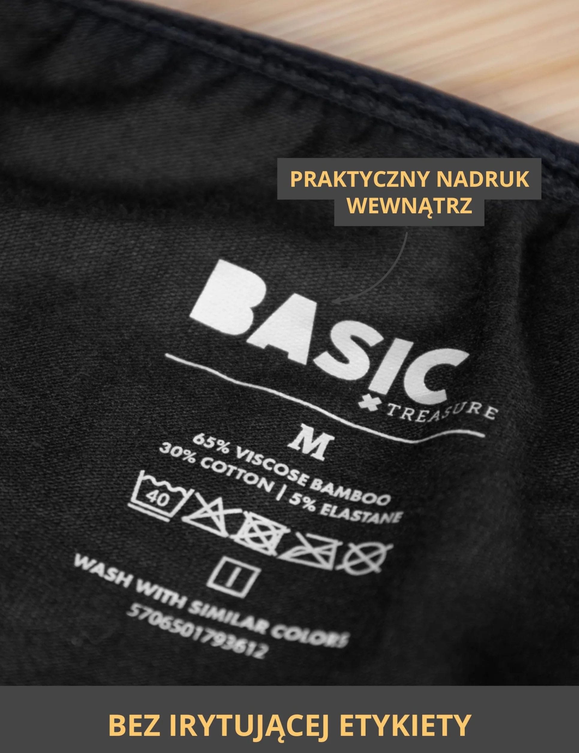 Basic Treasure 4-pak damskich majtek typu tai z bambusa, miękki bambus i bawełna, czarne, wygodna bielizna