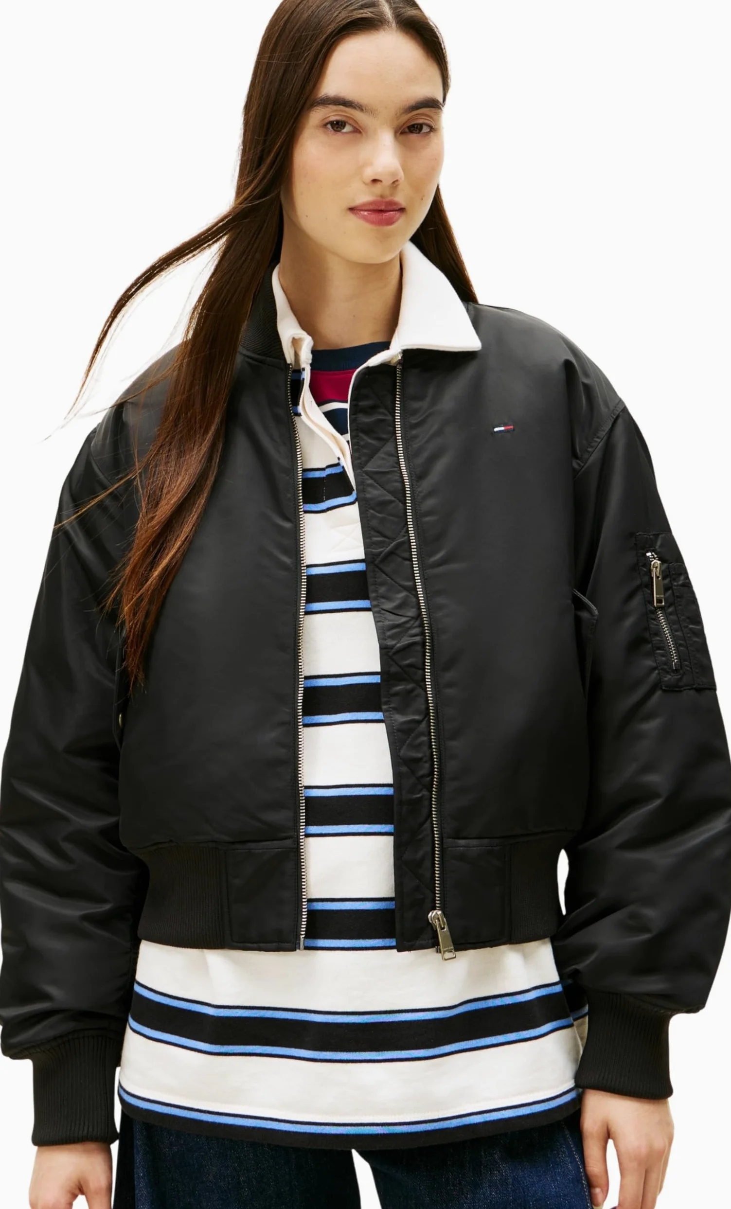 Tommy Jeans Damska kurtka bomberka TJW ESSENTIAL BOMBER DW0DW22046, czarna (czarny), S, czarny (czarny), S