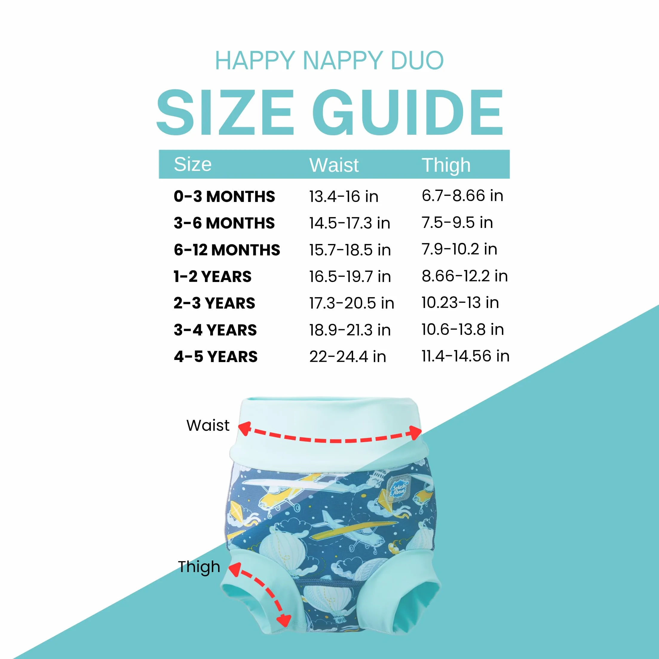 Splash About Happy Nappy Duo Wiederverwendbare Schwimmwindel, Up in the Air, 12-24 miesiące
