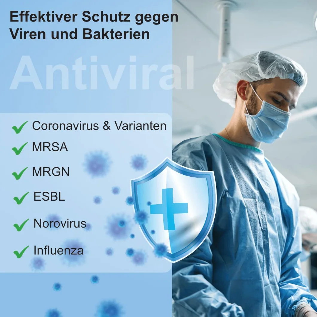 IEA Medical Jednorazowy fartuch ochronny rozmiar M | fartuch jednorazowy dla specjalistów w szpitalu i zakładzie pielęgnacyjnym | odzież ochronna przeciw wirusom niebieska, 10 sztuk