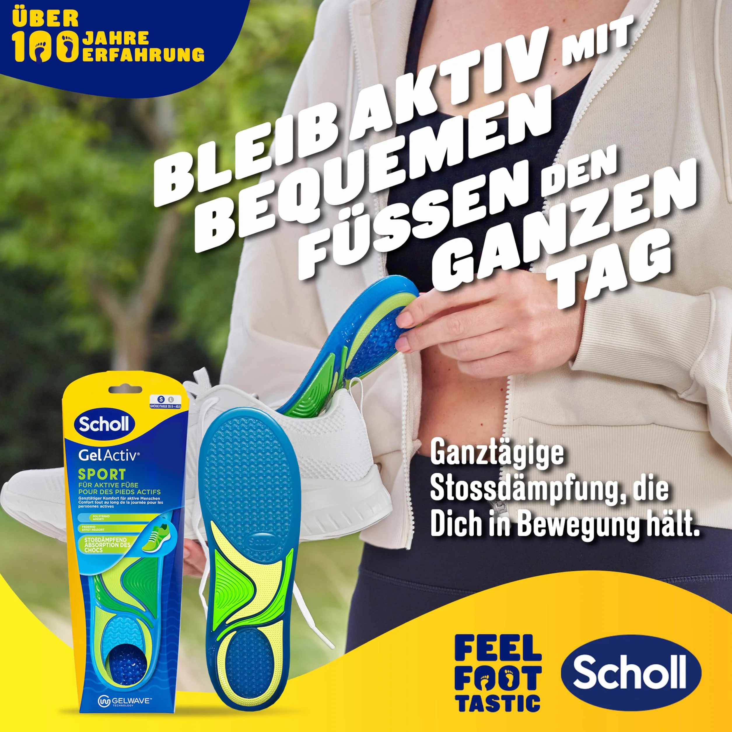 Scholl GelActiv sportowe wkładki dla kobiet, wygodne wkładki do butów do biegania przez cały dzień dla świeżych i chłodnych stóp, super amortyzacja uderzeń i amortyzacja z technologią GelWave, rozmiar