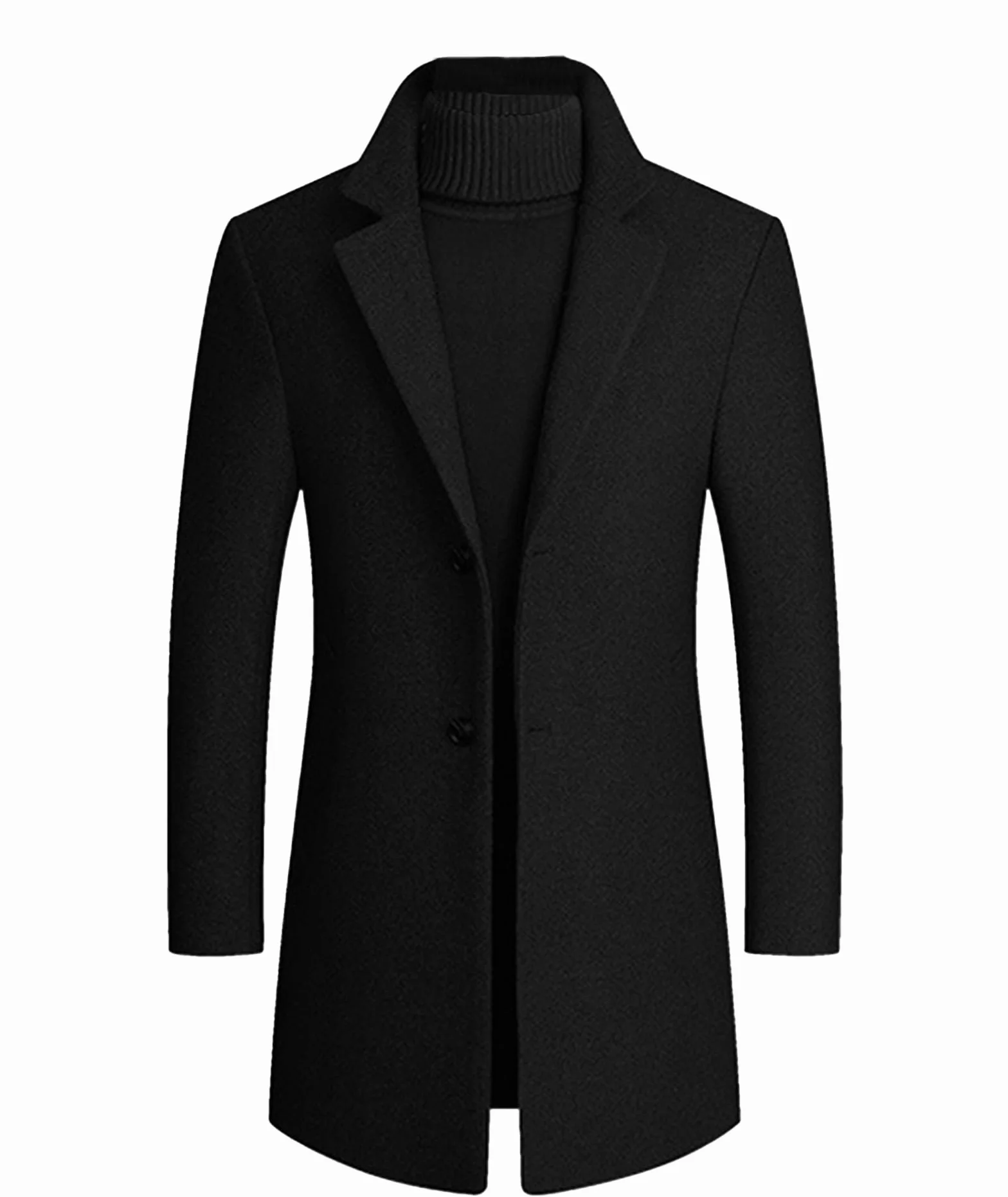 ECDAHICC Męski zimowy płaszcz z francuskiej wełny, trencz, casualowy, długi płaszcz groszkowy, Premium Classic Business suit