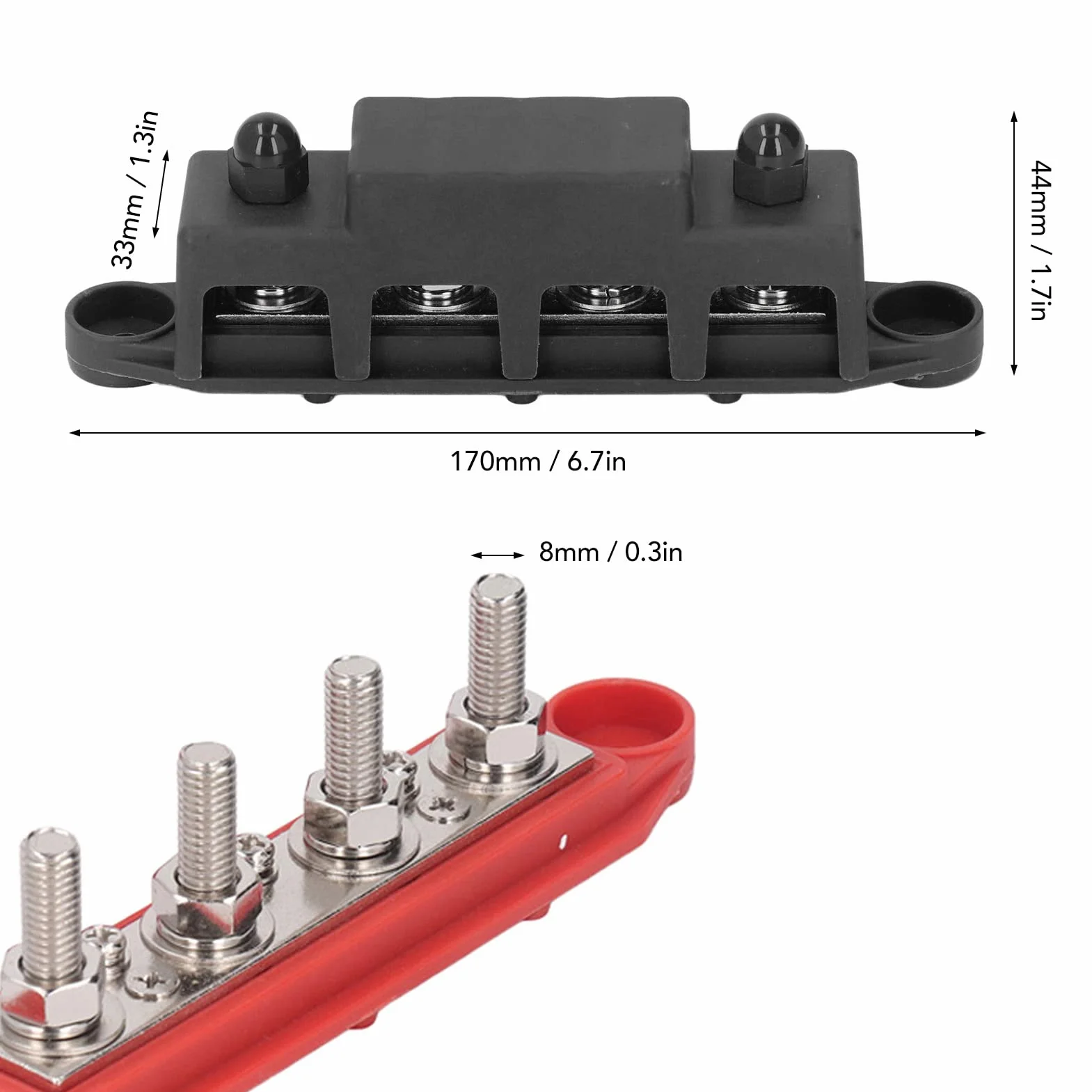 Blok Zacisków Szynowych M8 Heavy Duty 4 Terminal Blok Dystrybucji Zasilania DC48V 250A 2 szt. Konstrukcja Modułu Szyna Zbiorcza Box