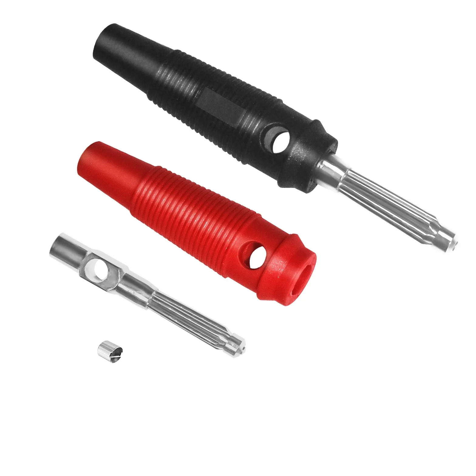 12 sztuk wtyków bananowych 4 mm, wtyk bananowy 32 A, pozłacany typ lutowania, adapter wysokiego prądu do przewodów pomiarowych multimetru, czerwony i czarny