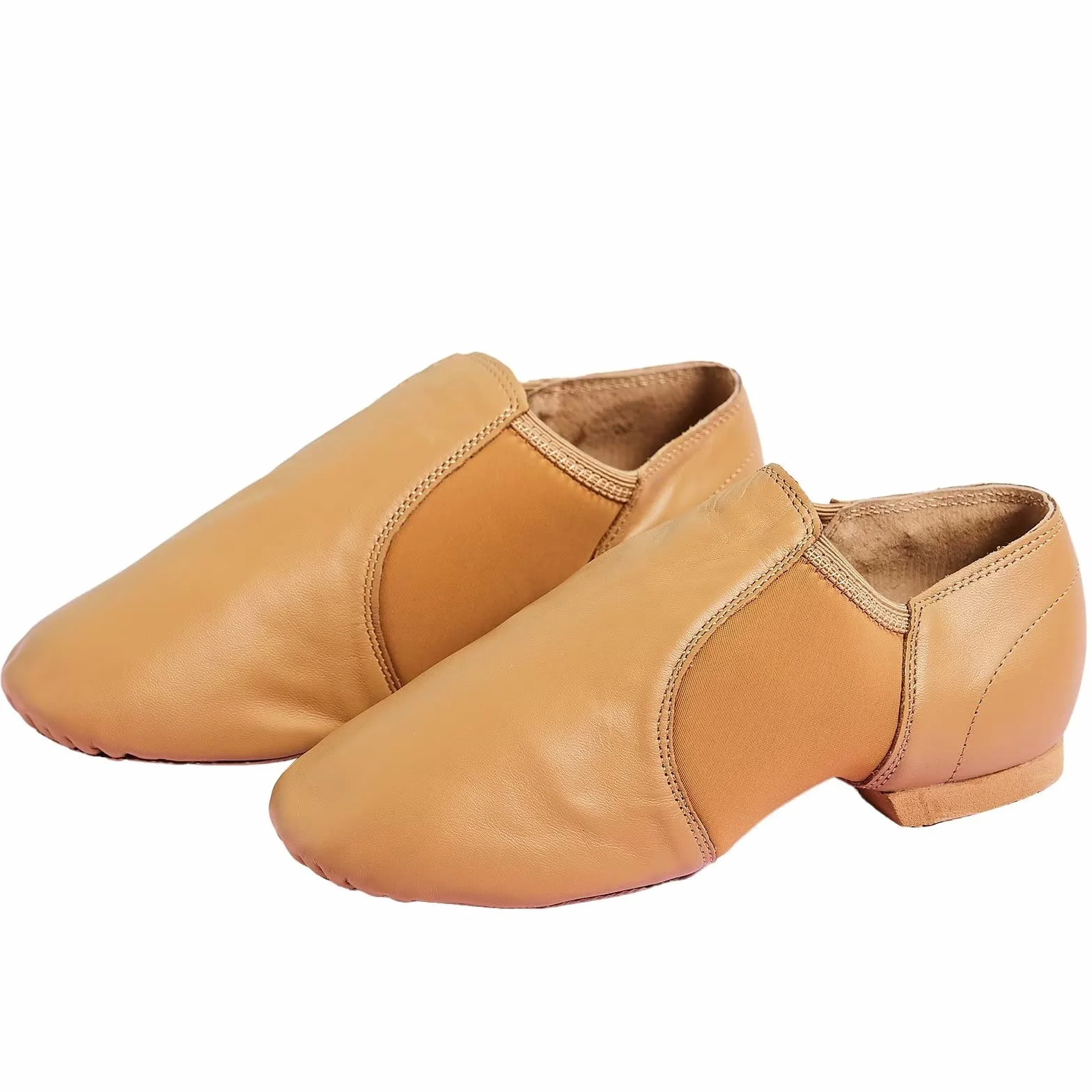 Buty do Tańca Jazzowe Prawdziwa Skóra Czarne Brązowe Wsuwane Sznurowane