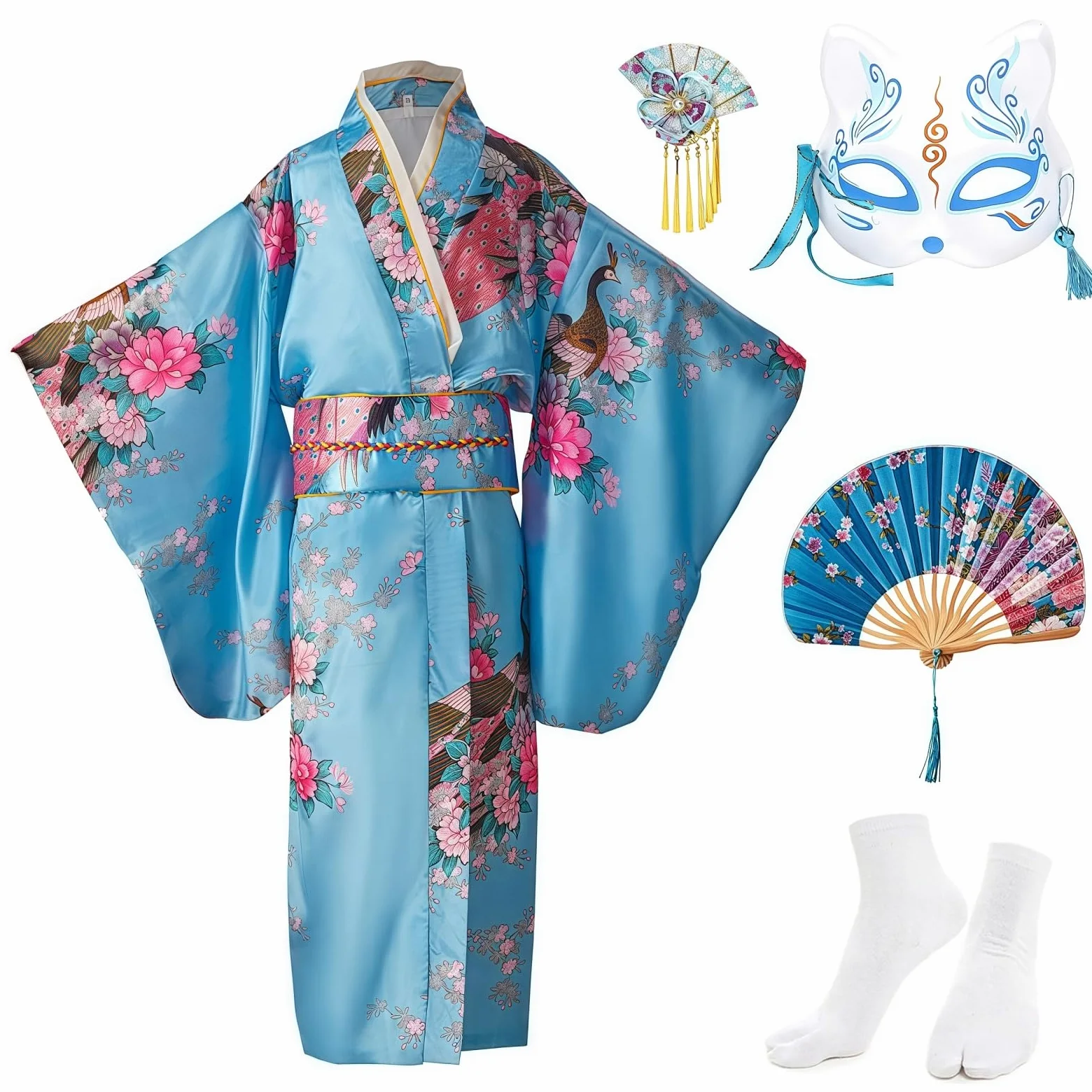 Dziecięca Yukata Vintage Japoński Styl - Dziewczyna Kimono Dzieci Sukienka Tradycyjna Odzież Jedwabna Tkanina Szlafrok Odzież Ślubna Impreza Suknia Występ