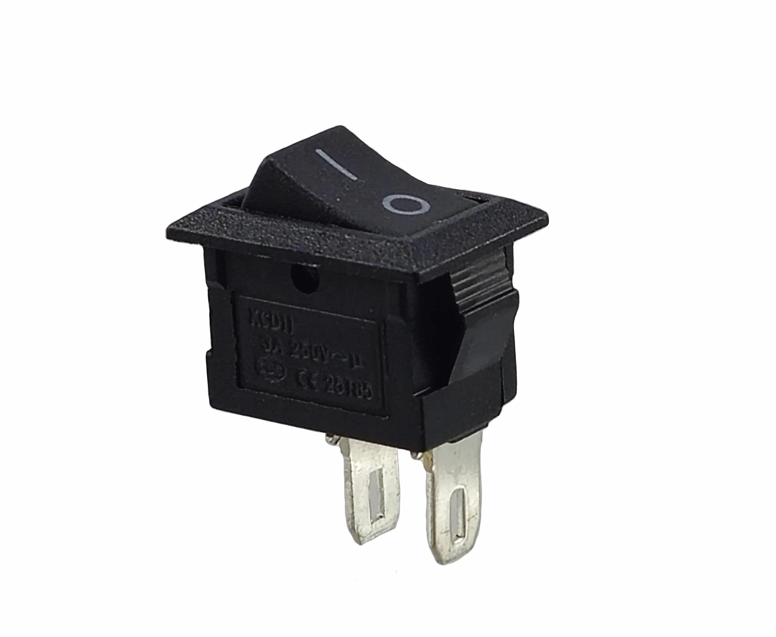 Mini przełącznik kołyskowy, wbudowany przełącznik kołyskowy, przełącznik dźwigienkowy, 250 V 3 A AC/DC, czarny, prostokątny, 9 x 13 mm, 2-biegunowy wł./wył