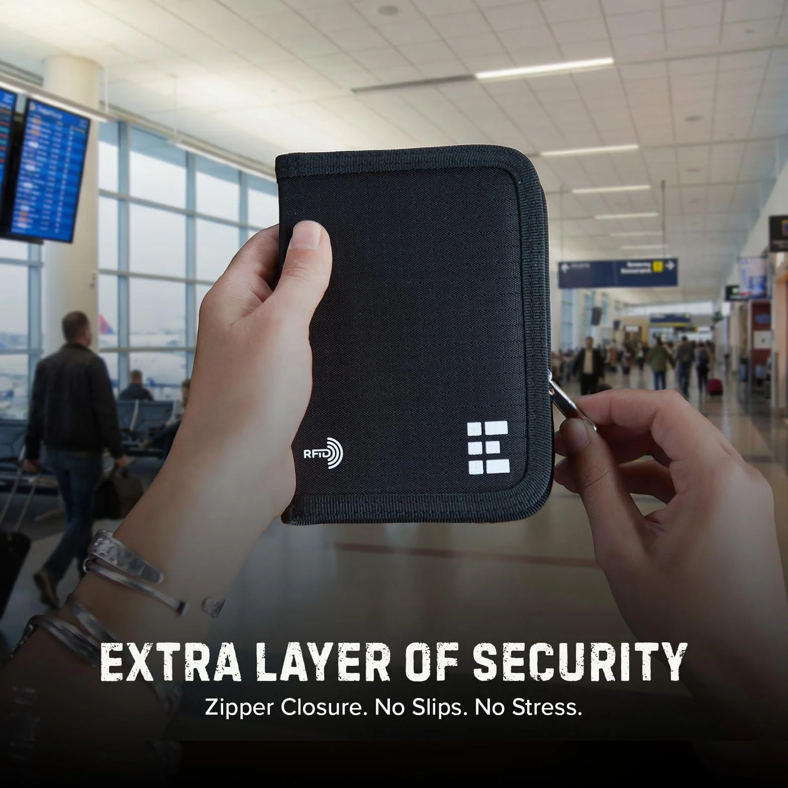 Portfel paszportowy Zero Grid z blokadą RFID, czarny