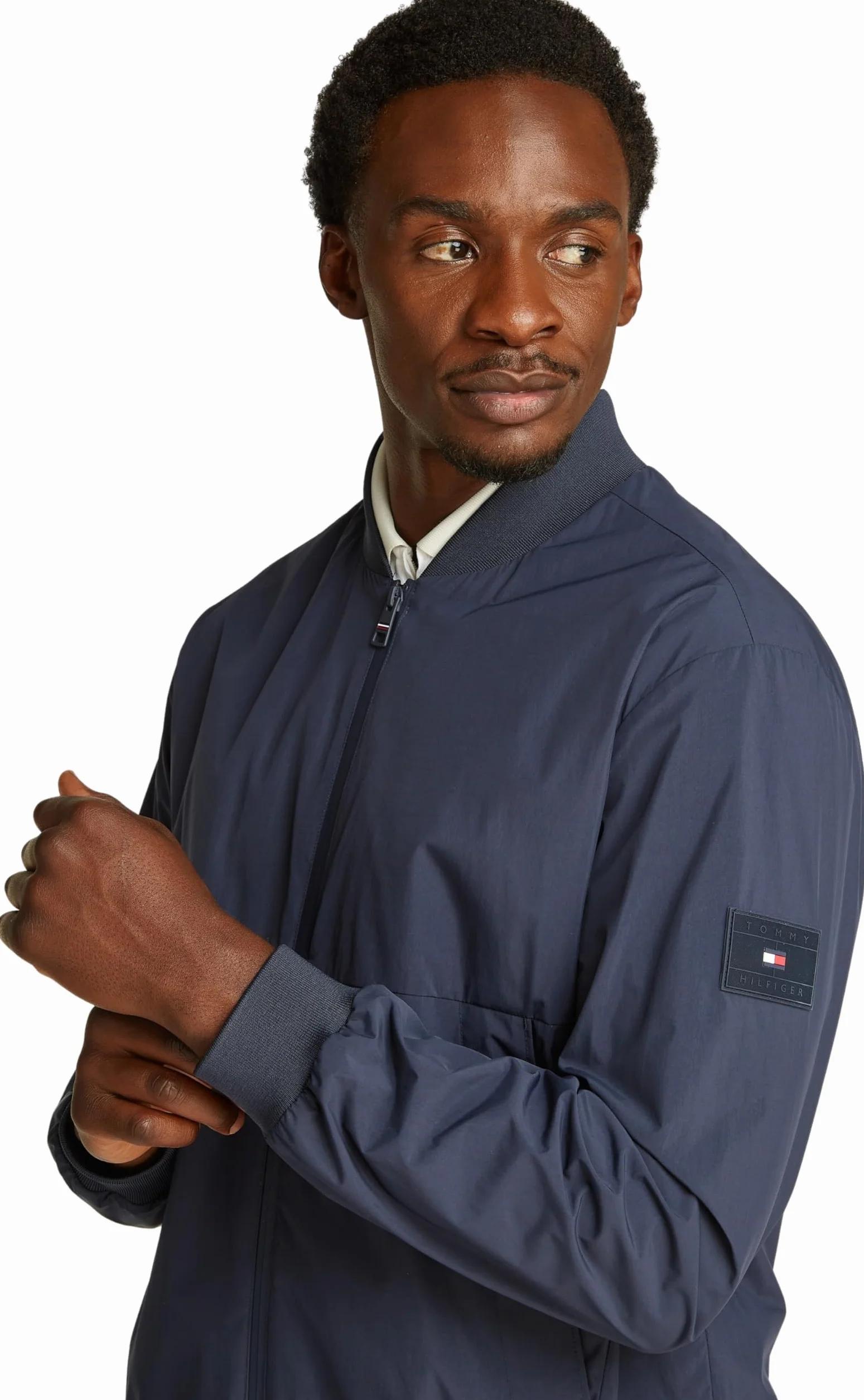 Tommy Hilfiger Męska kurtka bomberka marki BOMBER MW0MW39199, niebieska, L, Niebieski (pustynne niebo), L