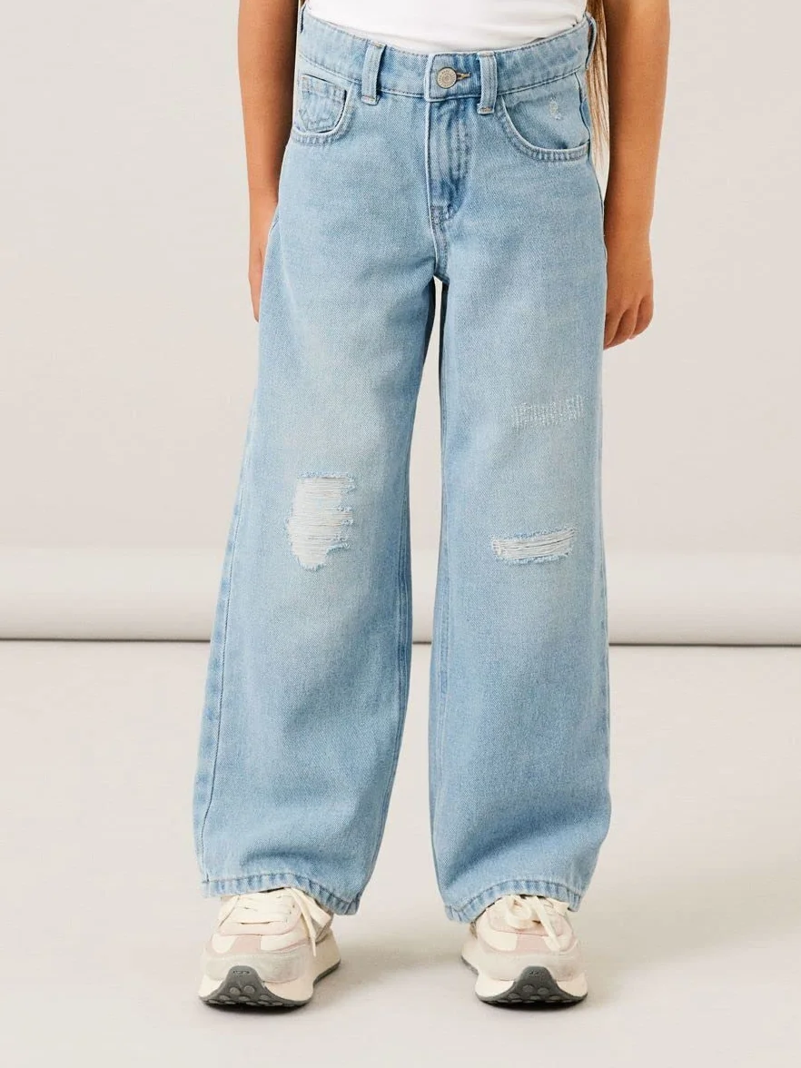 NAME IT spodnie jeansowe Dziewczynki Nkfrose Hw Wide Jeans 1411-te Noos