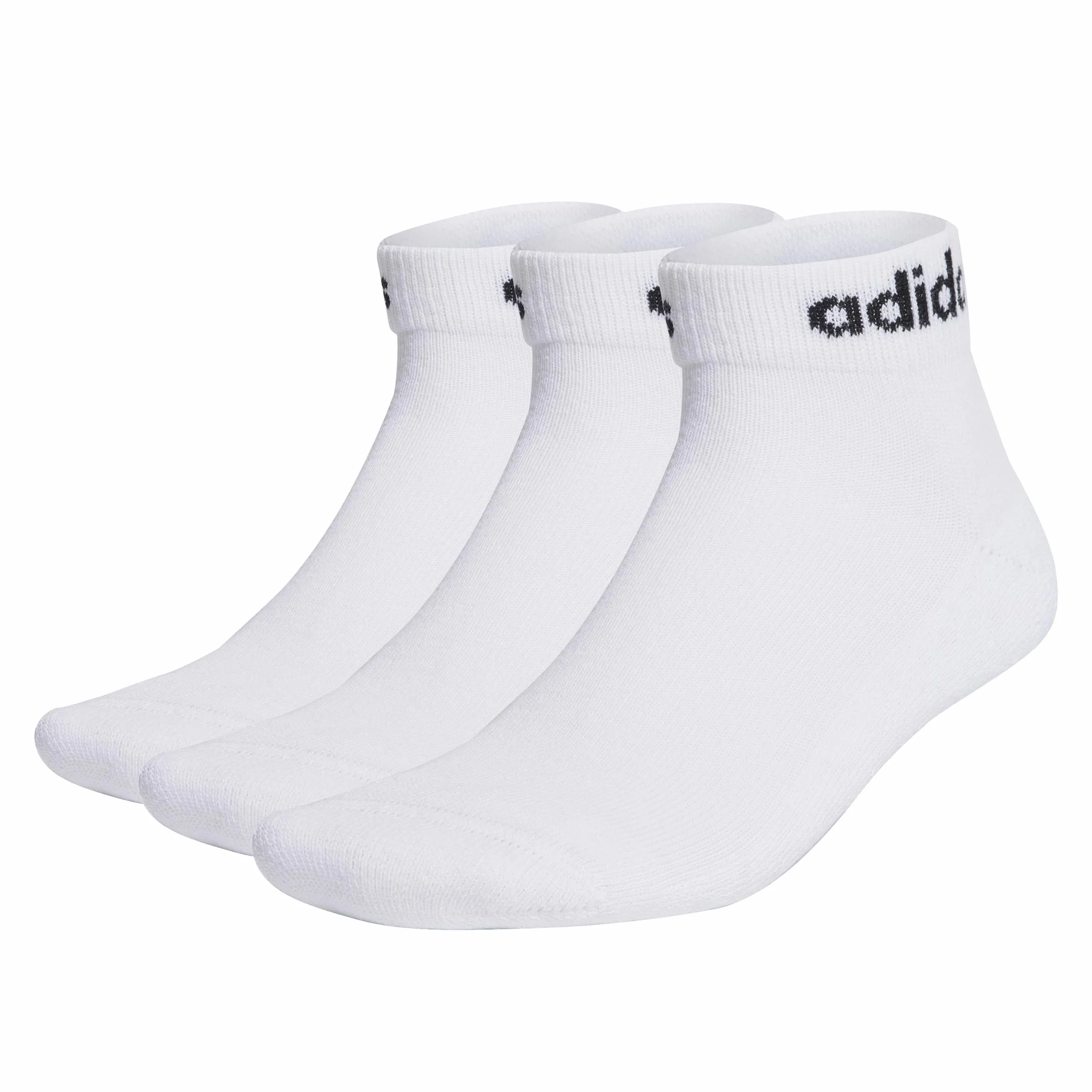adidas Uniseks - dzieci Linear Ankle Cushioned Socks 3 Pairs, White/Black, 6-7 Years