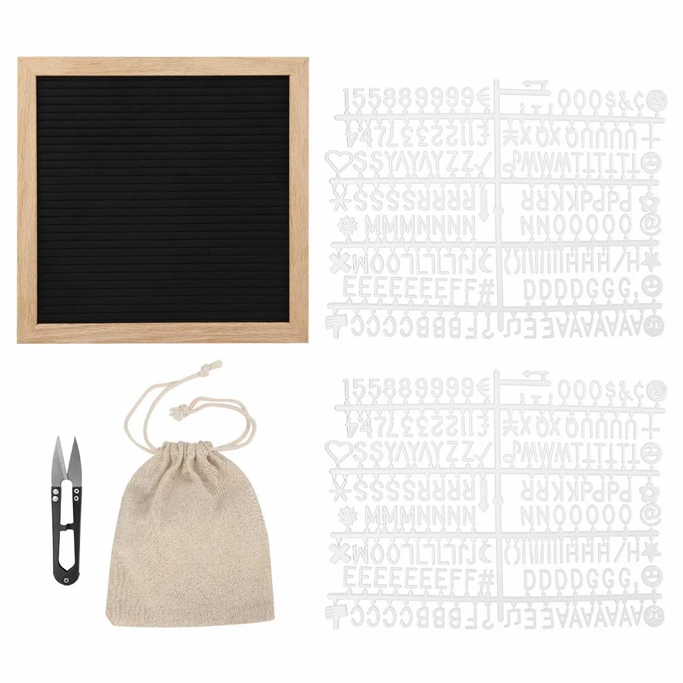 Tablica ogłoszeń DIY znaki wymienne litery cyfry tablica na listy tablica z wiadomościami do rekwizytu do dekoracji pokoju, 25,5 x 25,5 x 2 cm (czarny)
