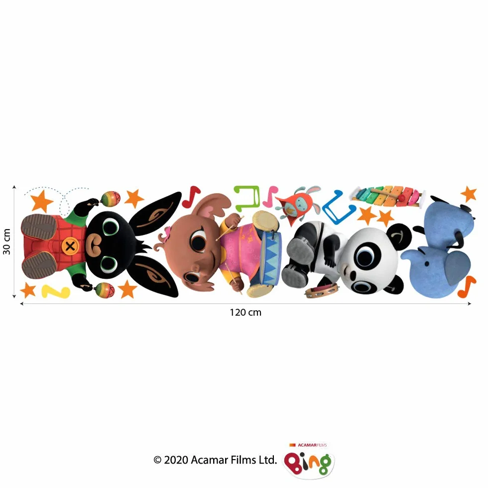 kina - B_R0001 Naklejki Ekologiczne i hipoalergiczne ścienne dla dzieci Miękkie, nadające się do zmiany położenia Efekt tkaniny Bing Cartoon Flop Pando Sula Noworodek Dekoracja Tapeta