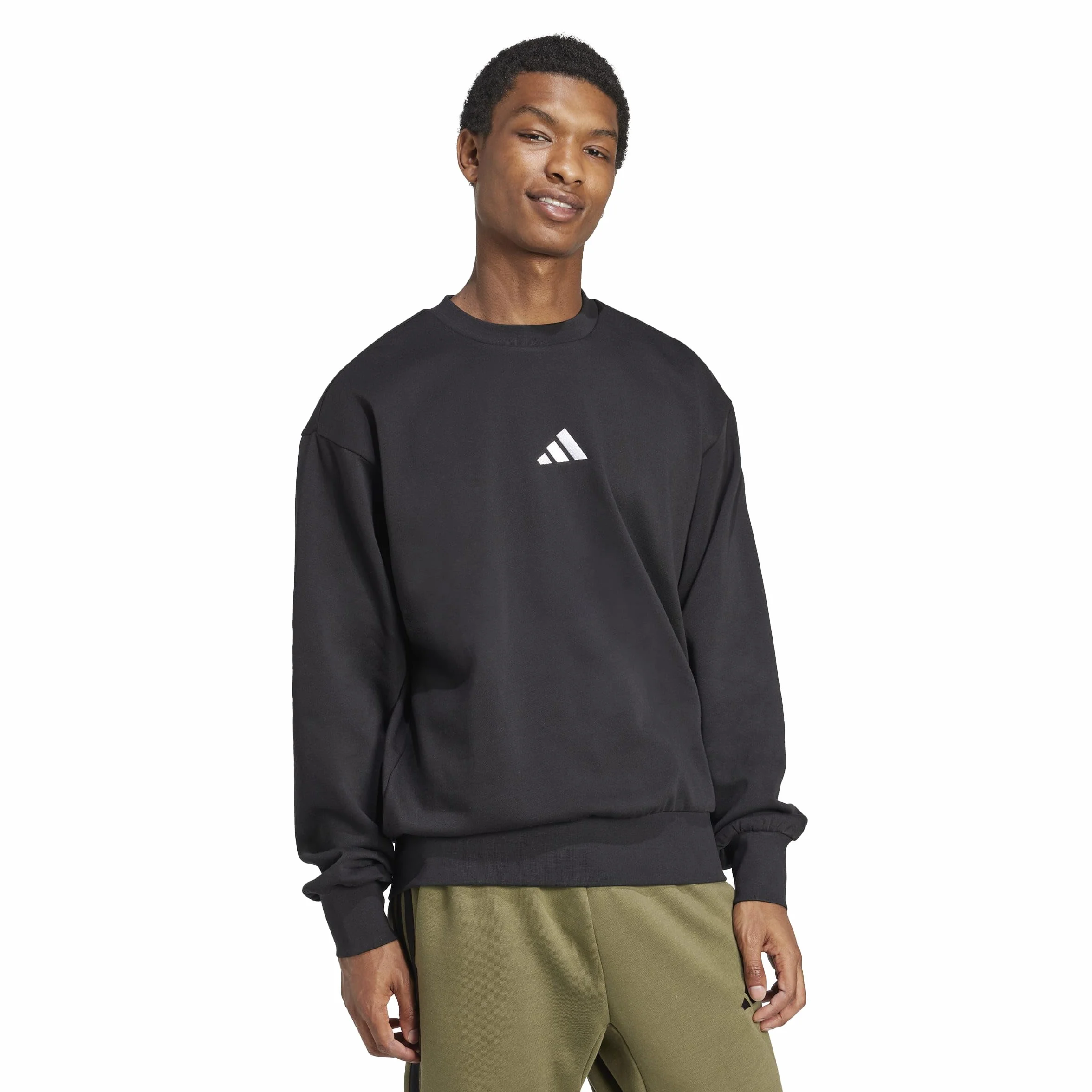 adidas Mężczyźni ESSENTIALS FEELCOZY FLEECE SWEATSHIRT black white L