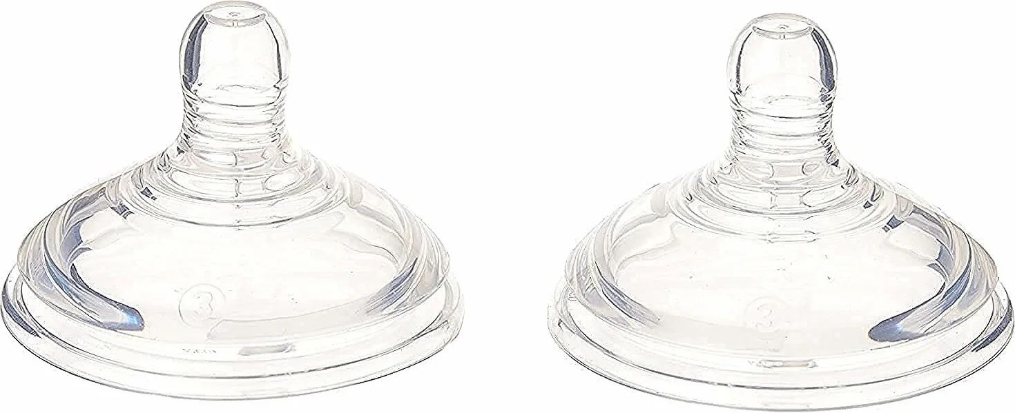 Tommee Tippee Closer to Nature Smoczki do butelki dla niemowląt, podobne do piersi, zawór antykolkowy, miękki silikon, szybki przepływ, od 6 miesięcy, opakowanie 2 szt