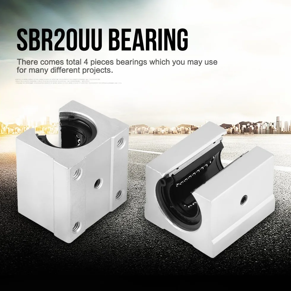 Bloki liniowe 4 szt. SBR20UU blok przesuwny do drukarki 3D cz??ci CNC 20 * 39 * 11 mm aluminiowy pr?t wa?u