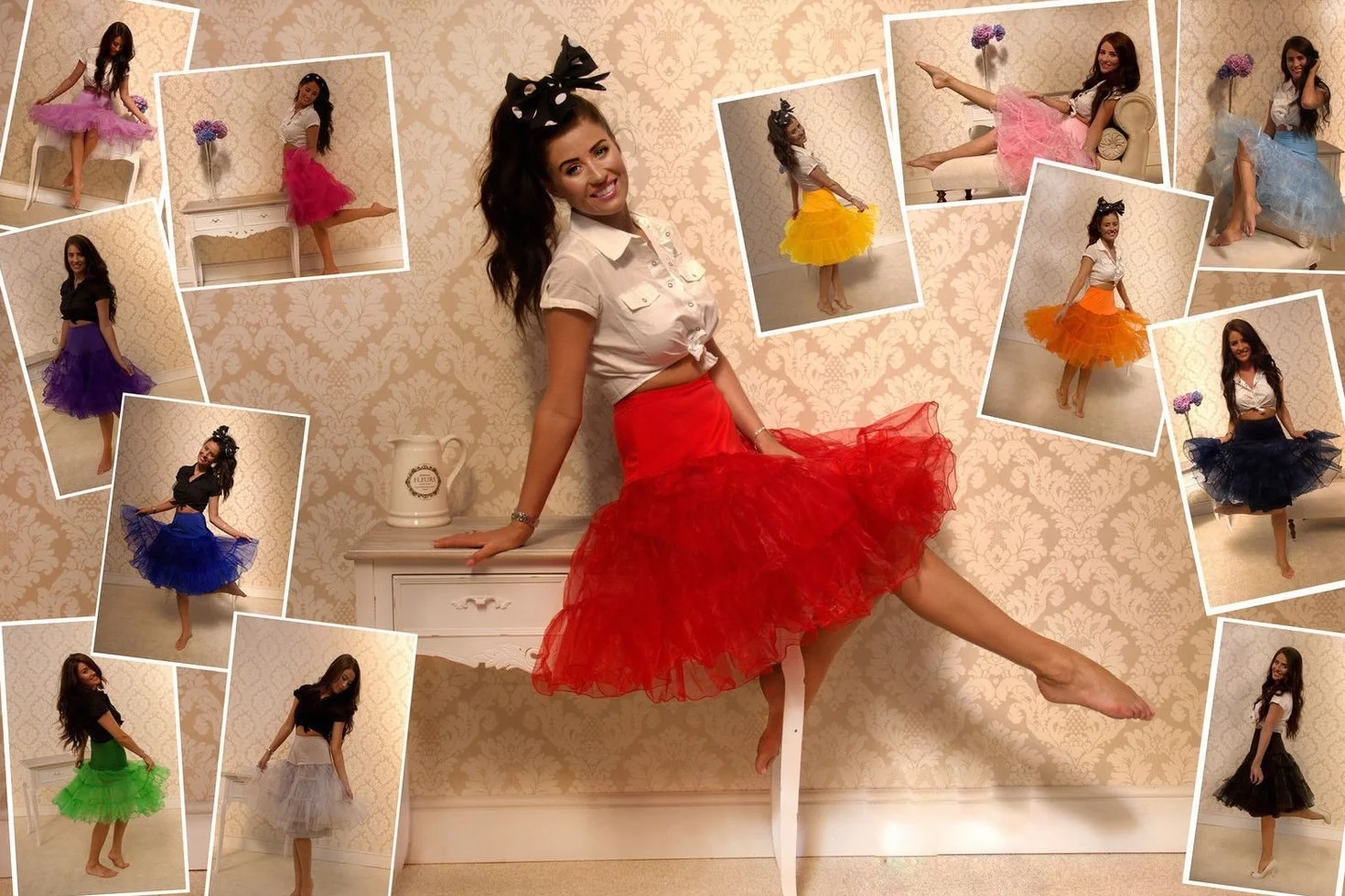 Boolavard 1950 26" rockabilly halka retro vintage Petticoat Tutu Swing czerwony, czarny, biały, niebieski, różowy